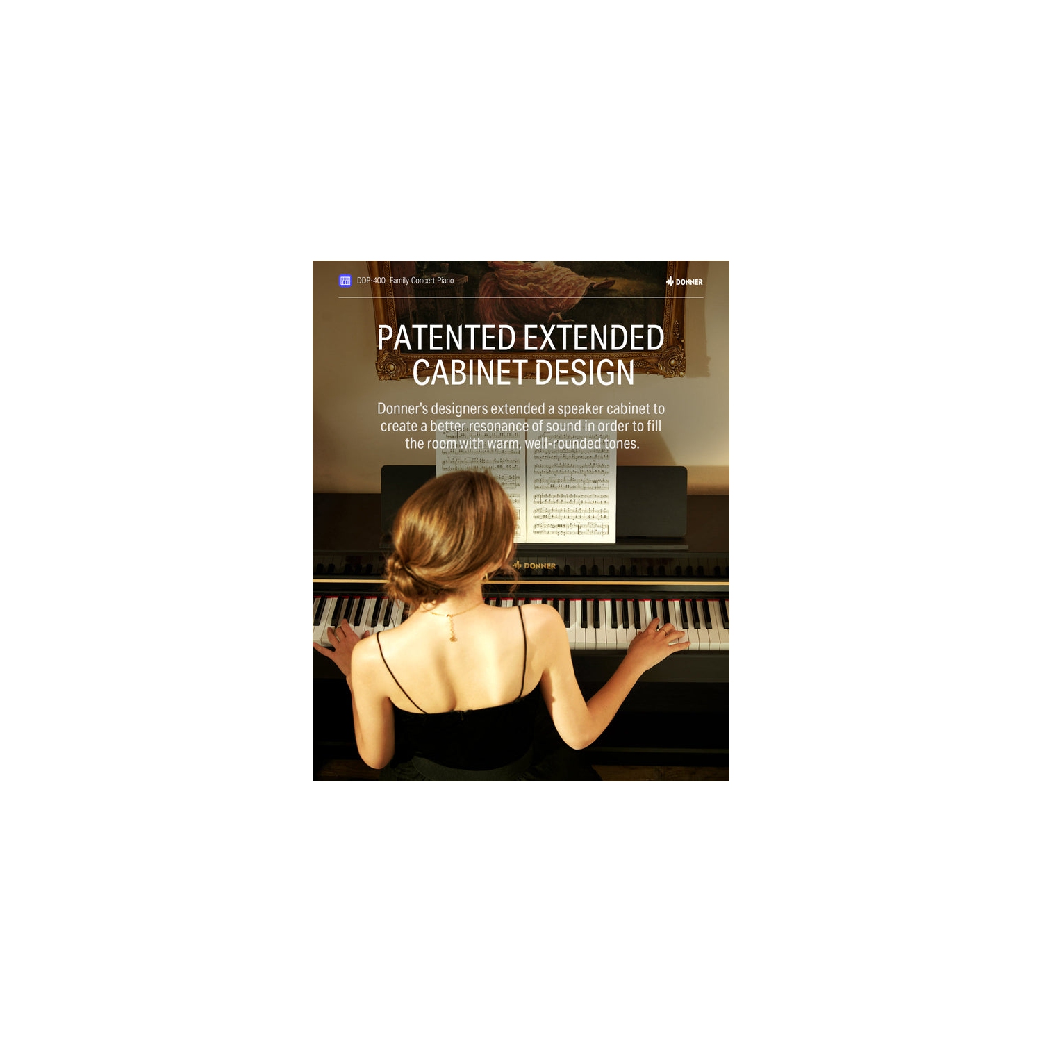 Piano numérique à touches lestées à action progressive et à marteaux DDP-400 88 de Donner avec support et pédale 3 pour professionnel