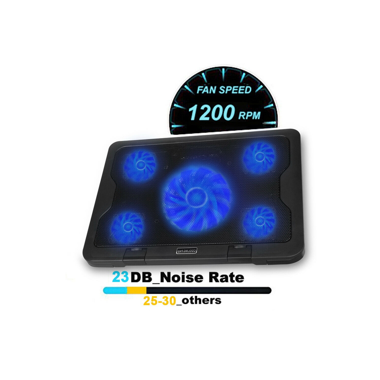 15.6"-17" Laptop Cooler Cooling Pad - Slim Portable USB Powered Quiet