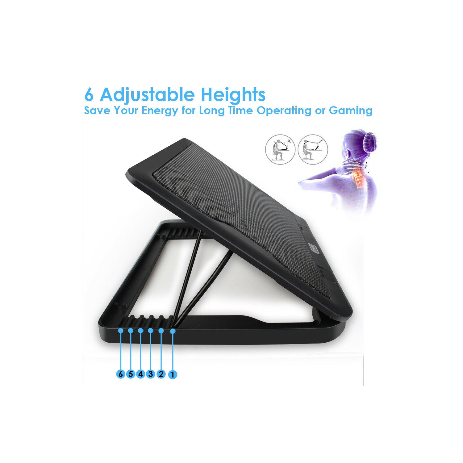 15.6"-17" Laptop Cooler Cooling Pad - Slim Portable USB Powered Quiet