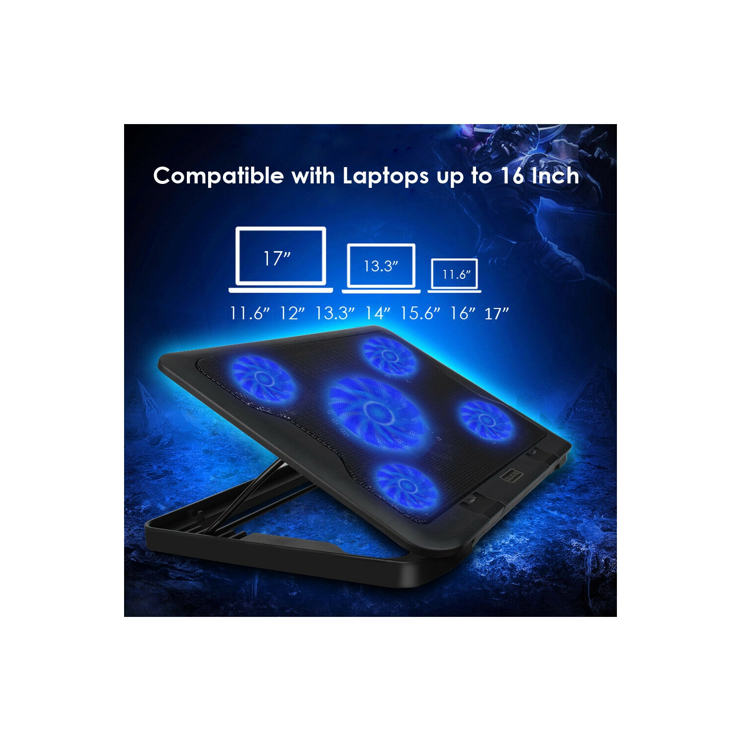 15.6"-17" Laptop Cooler Cooling Pad - Slim Portable USB Powered Quiet