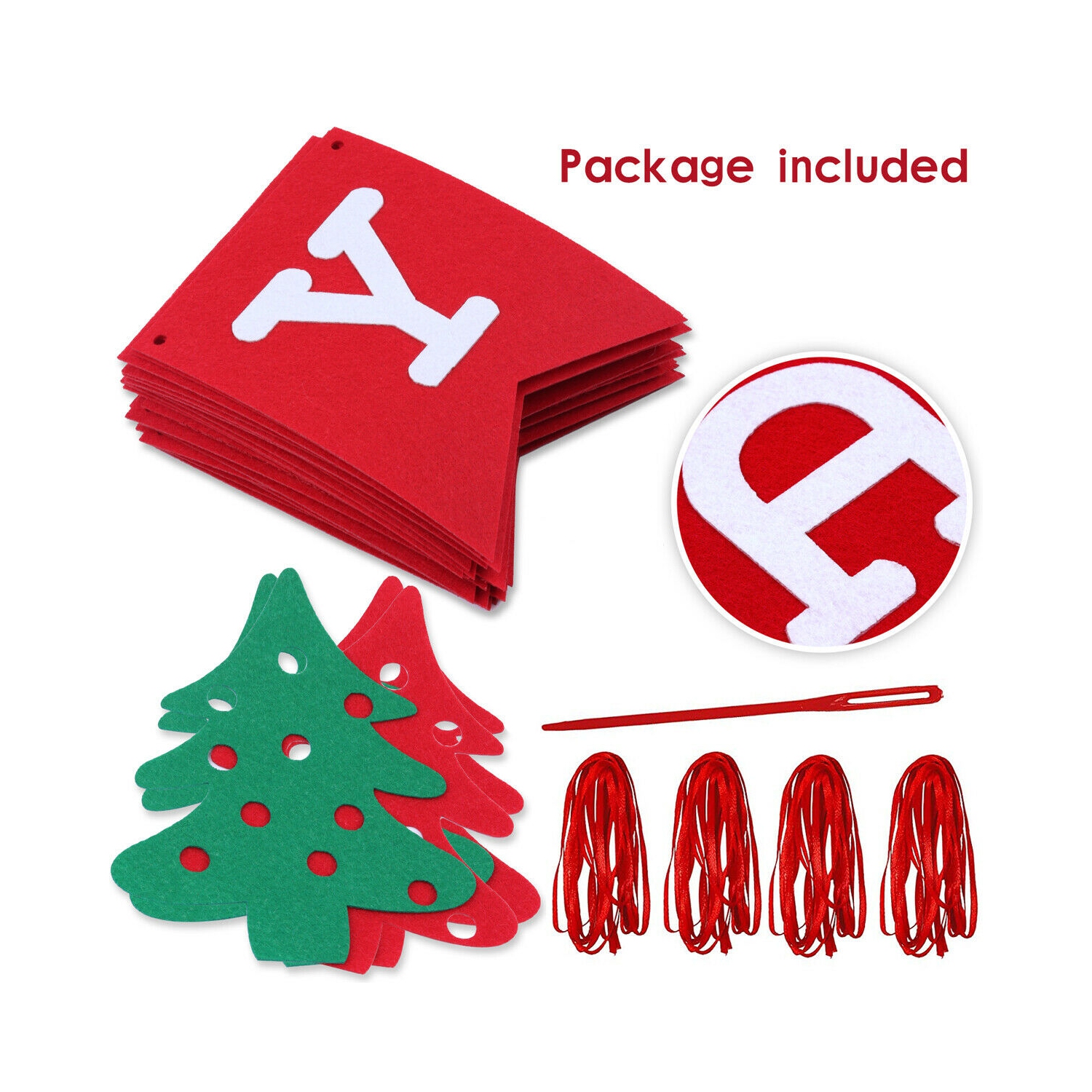 [28 Flags & 9 Trees] Christmas Burlap Banner Decoration for Home Christmas Decor