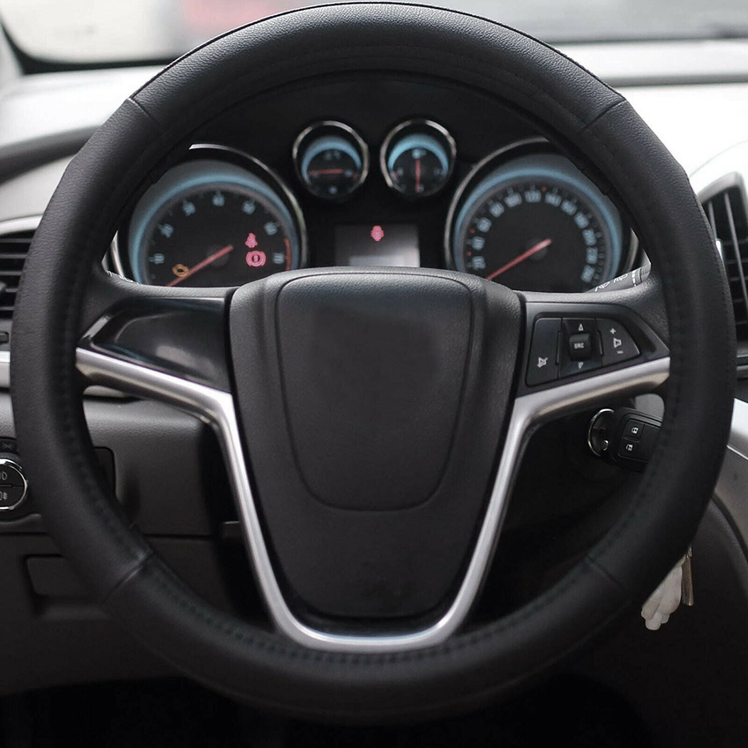 Black Premium Car Steering Wheel Cover for Sedan, SUV Universal 15 Inch CA