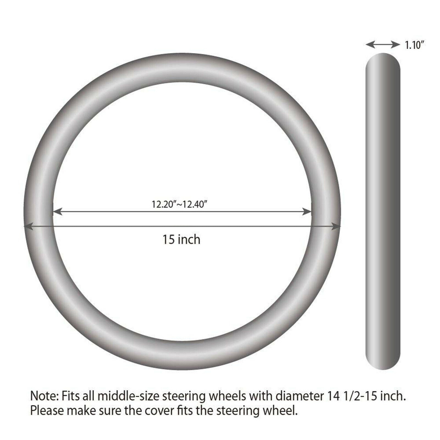 Black Premium Car Steering Wheel Cover for Sedan, SUV Universal 15 Inch CA