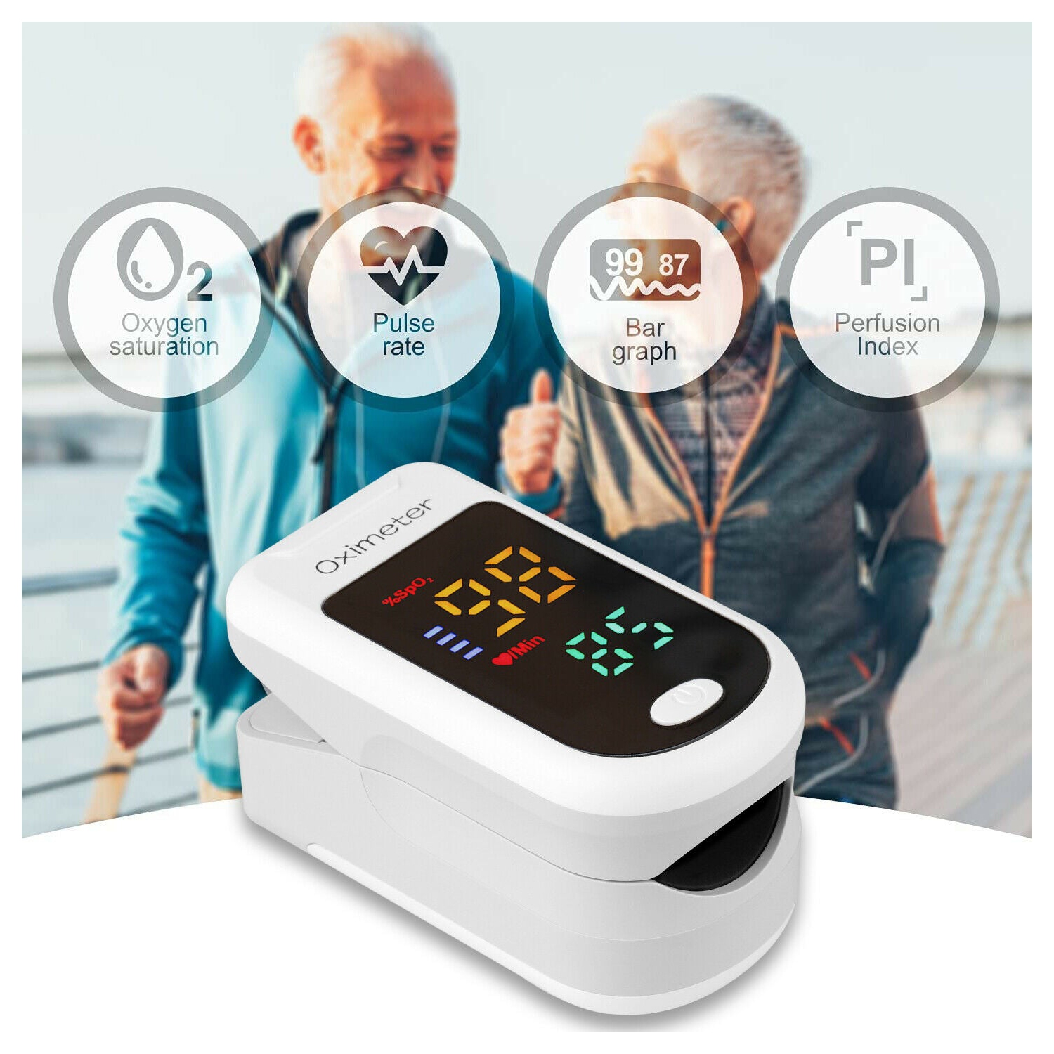 Moniteur de surveillance de la saturation en oxygène surveillant les doigts enfants et adultes avec cordon et DEL