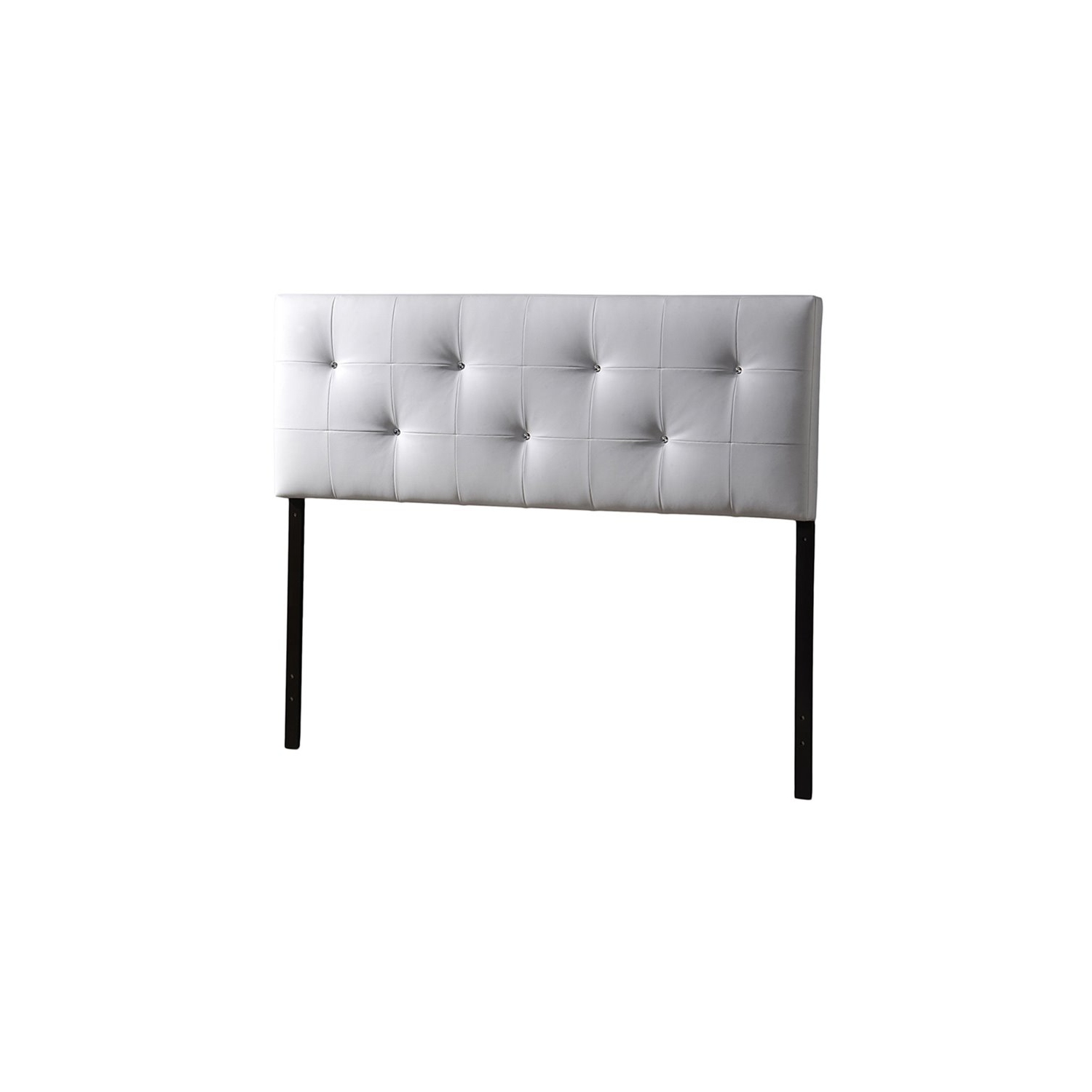 Pemberly Row Faux Leather Tufted Full Panel Headboard in White