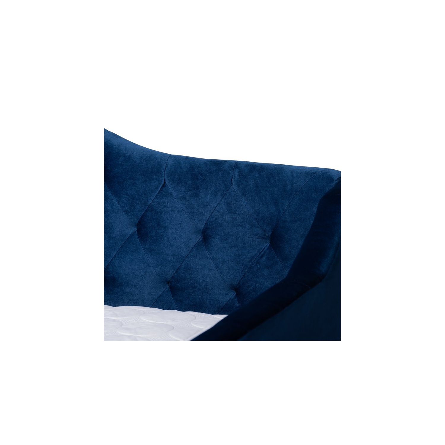 Lit de repos rembourré en velours avec lit gigogne bleu de Bowery Hill