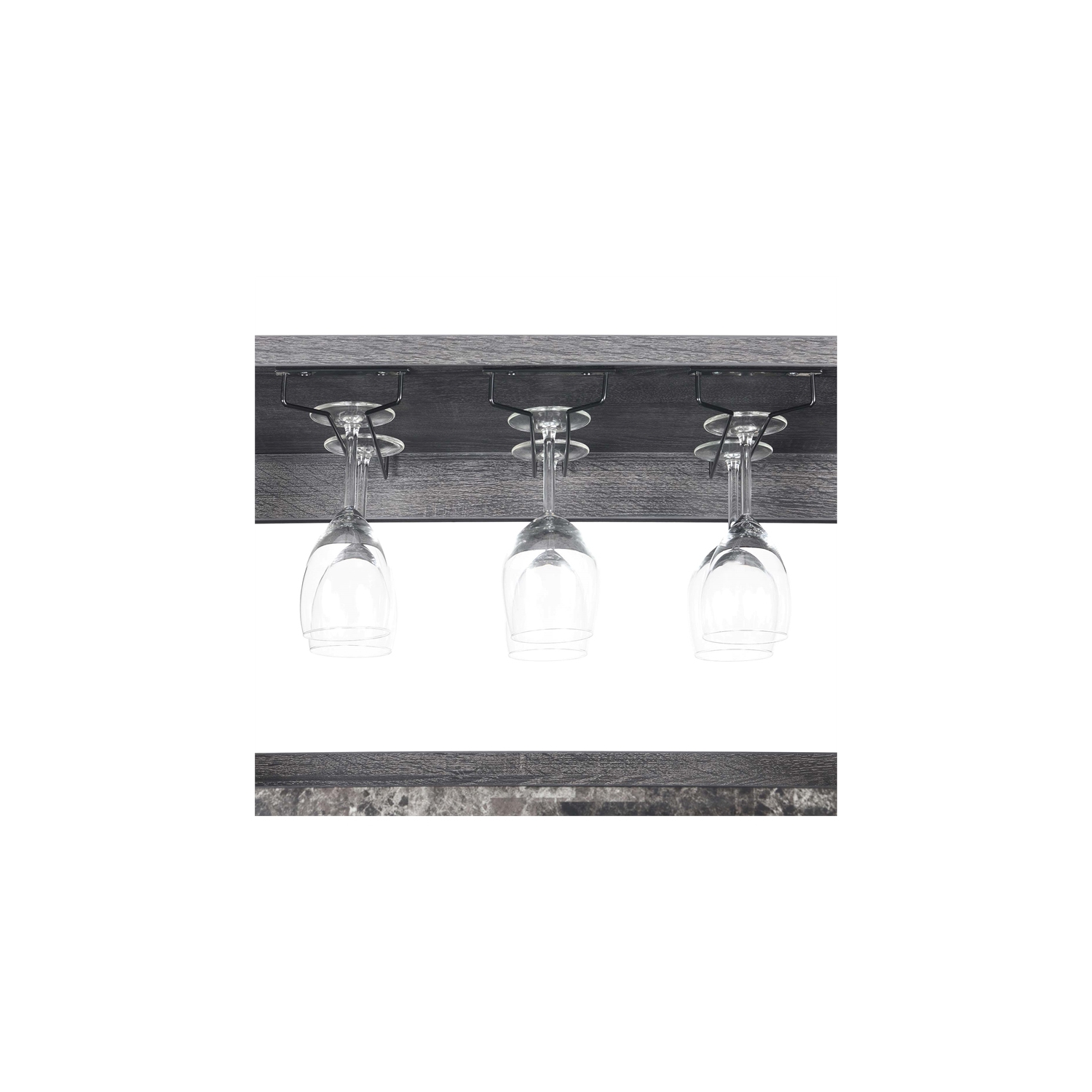 Newport Serving Bar in Faux Black Marble and Weathered Gray Wood Finish