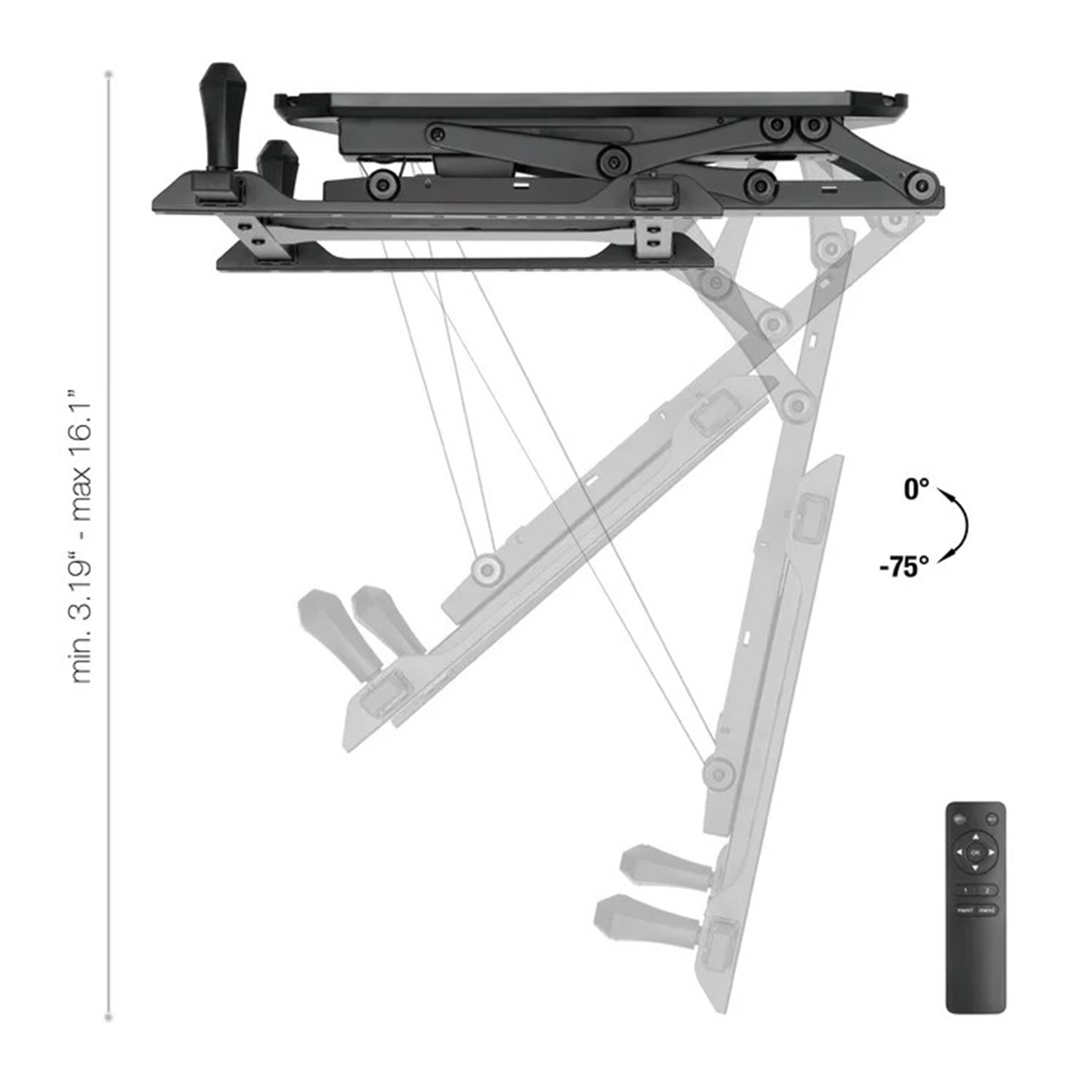 AMX - Support de Téléviseur pour Plafond Motorisé, Pour Écran de 32" à 70", avec Télécommande, Noir