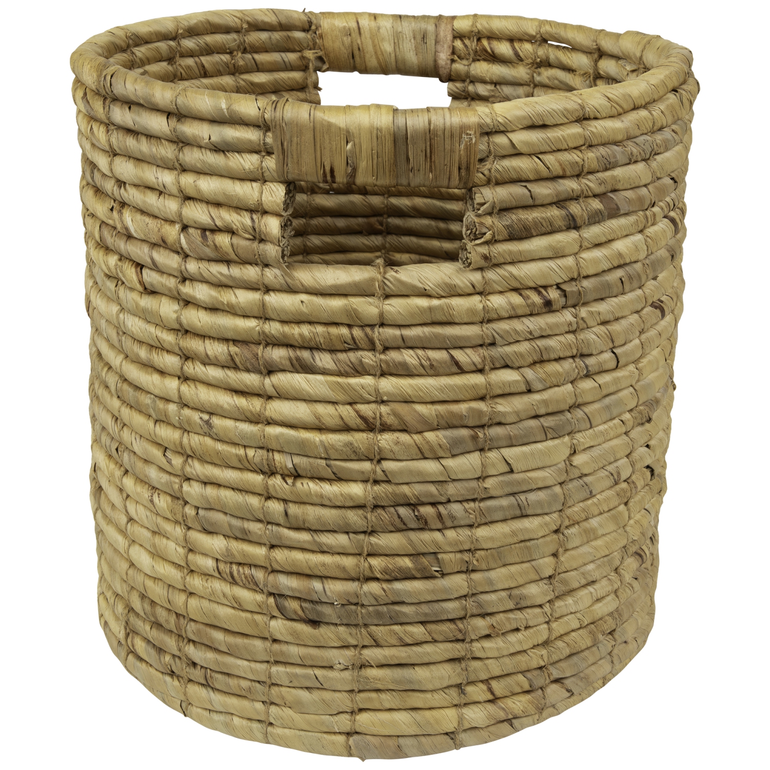 Natural Woven Table and Floor Cylindrical Seagrass Baskets - Brown - Set of 3
