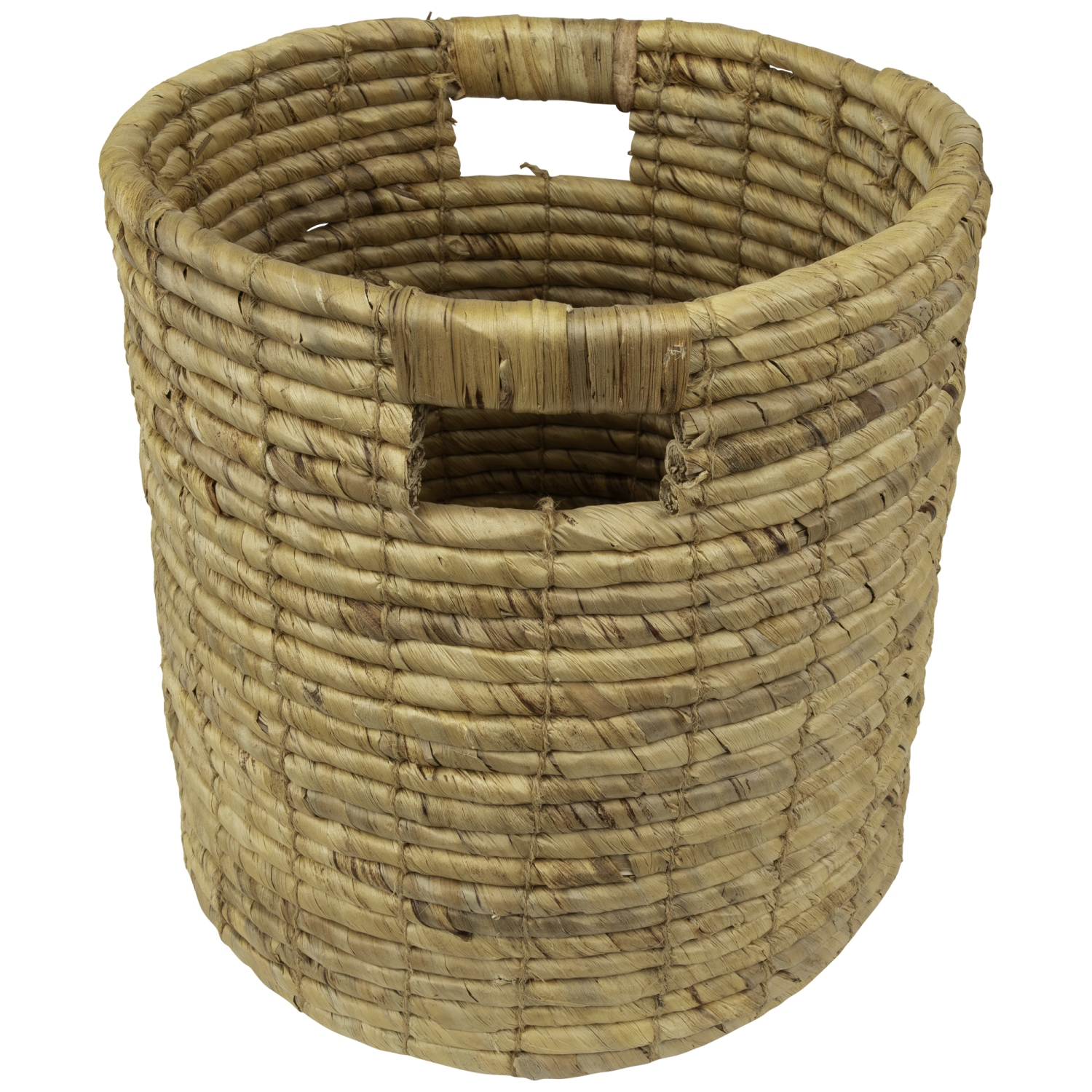 Natural Woven Table and Floor Cylindrical Seagrass Baskets - Brown - Set of 3