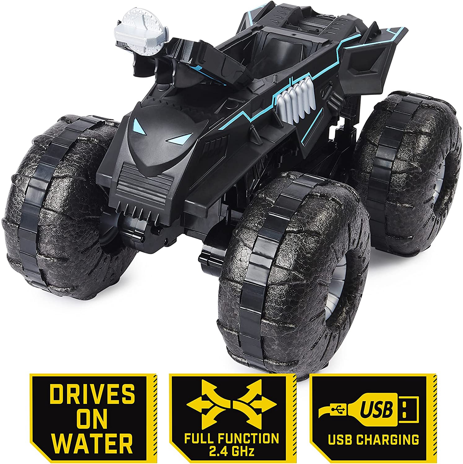 dc comics Batman, All-Terrain Batmobile Remote Control Vehicle, Water-Resistant Batman Toys for Boys Aged 4 and Up