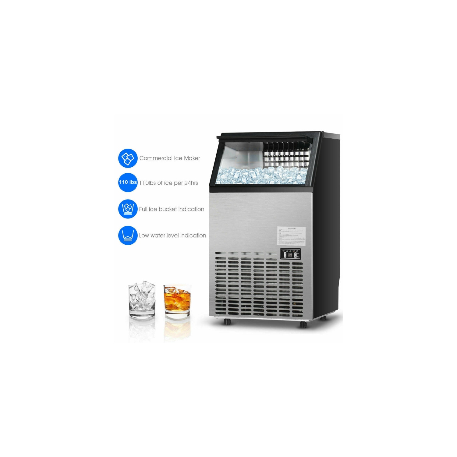 Portable Built-In Stainless Steel Ice Maker, Commercial Grade for High-Capacity Use