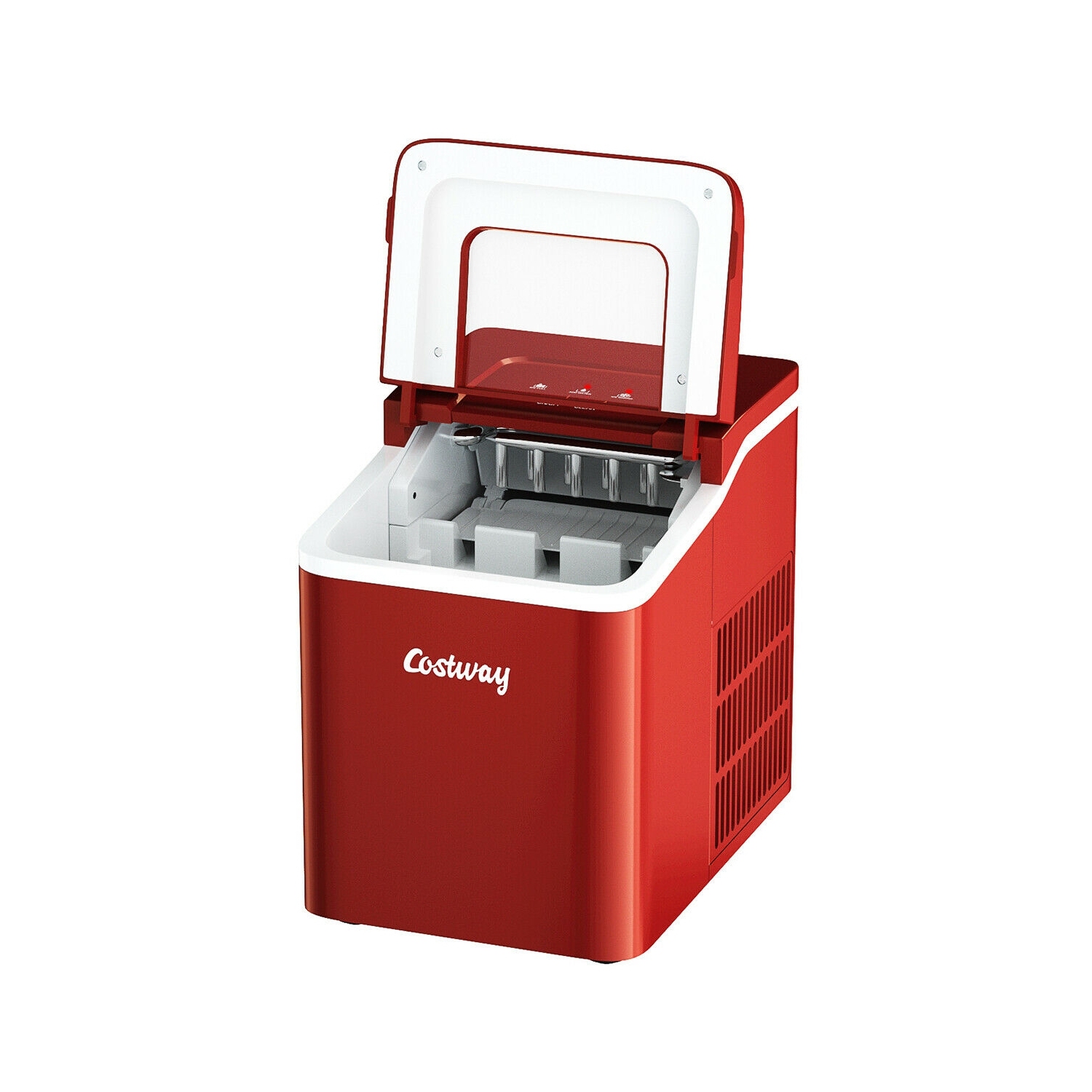 Machine à glaçons portative de comptoir de 26 lb/24 h avec cuillère à glaçons 9 cubes de glace prête en 8 minutes - Rouge