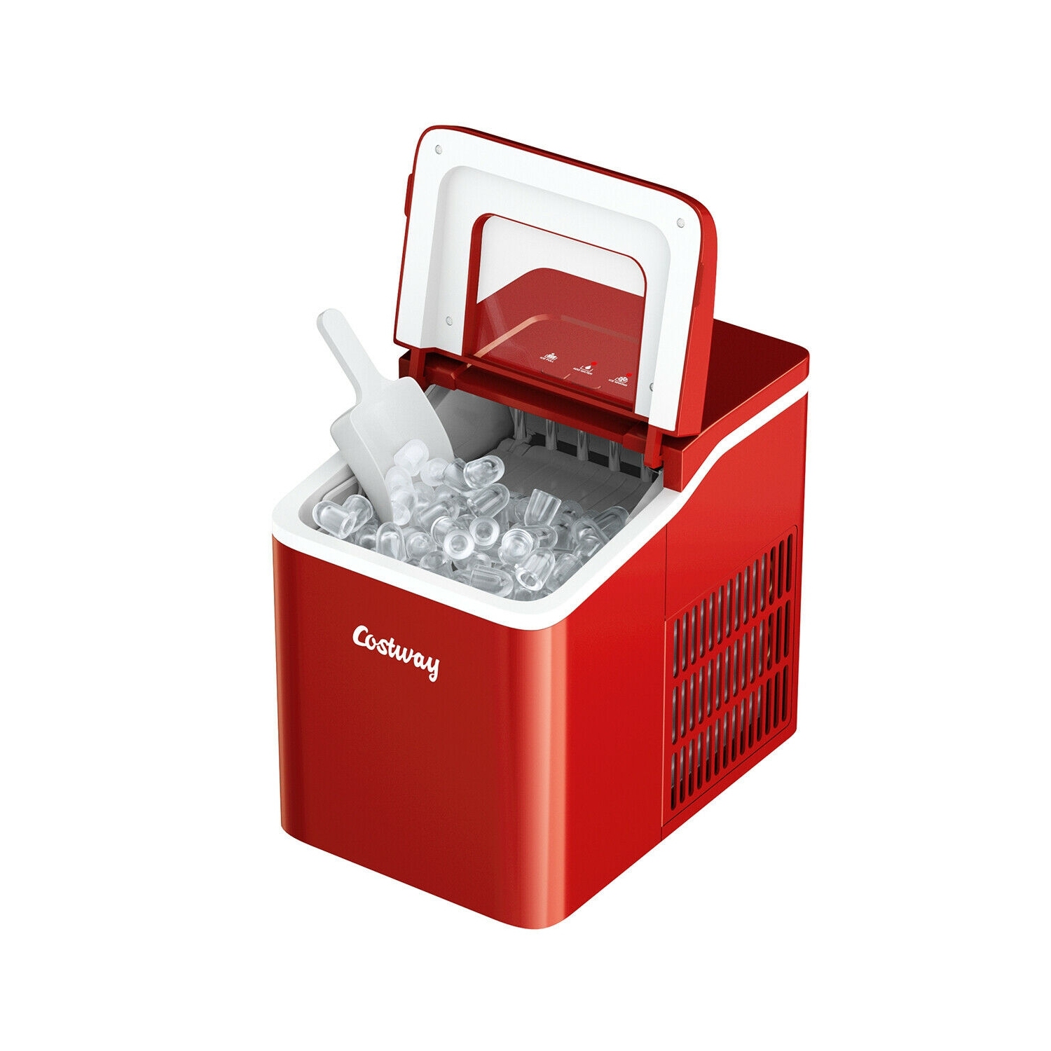 Machine à glaçons portative de comptoir de 26 lb/24 h avec cuillère à glaçons 9 cubes de glace prête en 8 minutes - Rouge