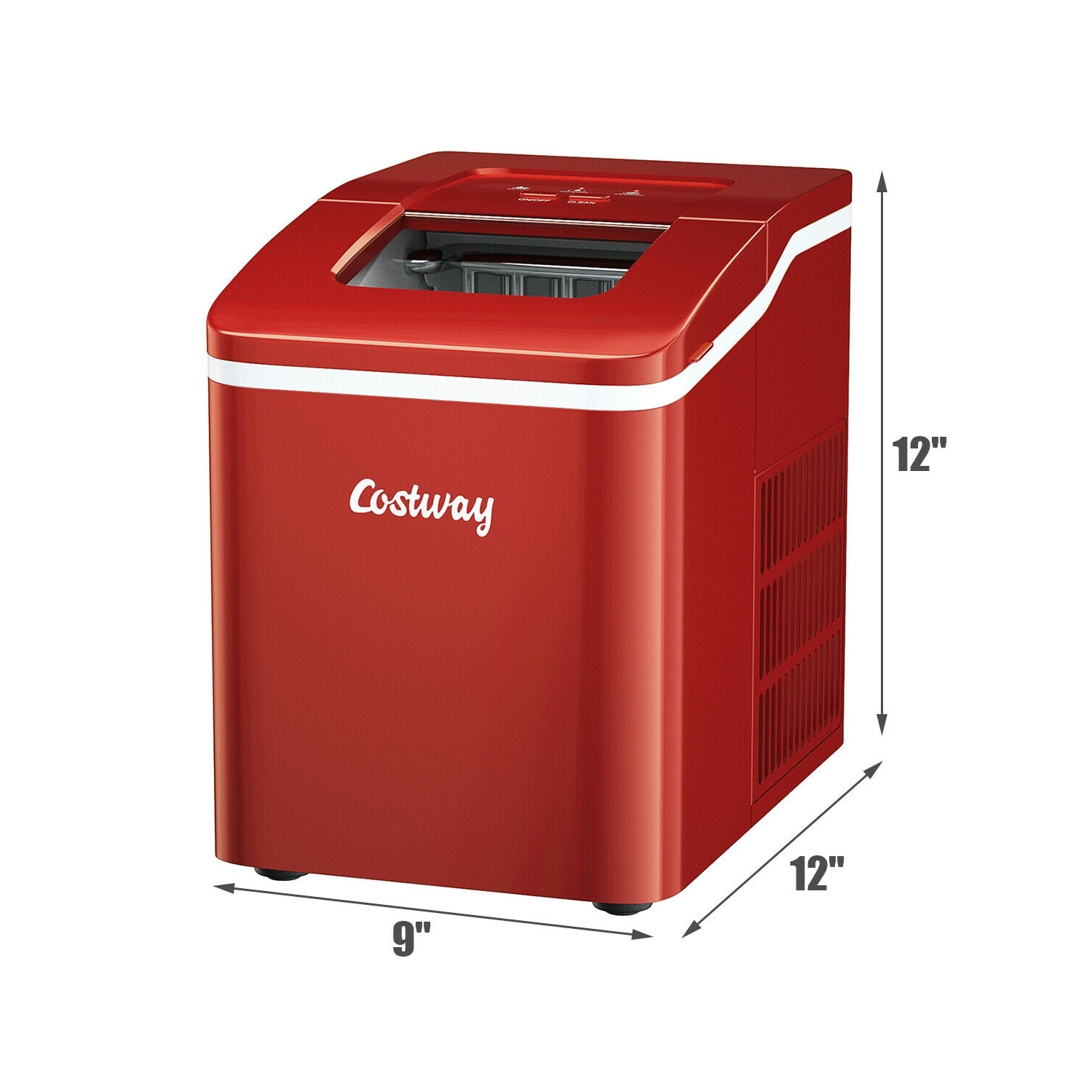 Machine à glaçons portative de comptoir de 26 lb/24 h avec cuillère à glaçons 9 cubes de glace prête en 8 minutes - Rouge