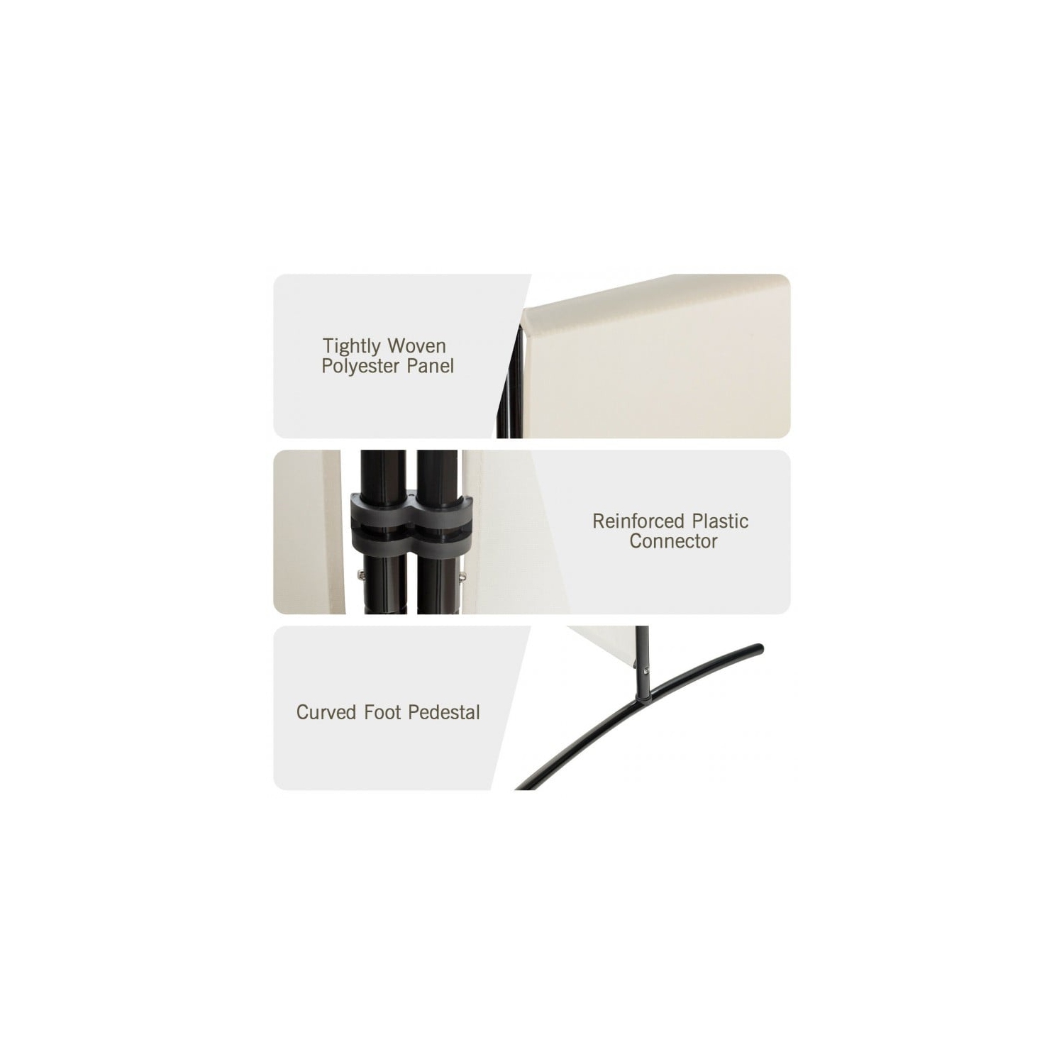 Séparateur de pièce de 6 pi à 3 panneaux avec charnières durables et base en acier – Écran de confidentialité pliable