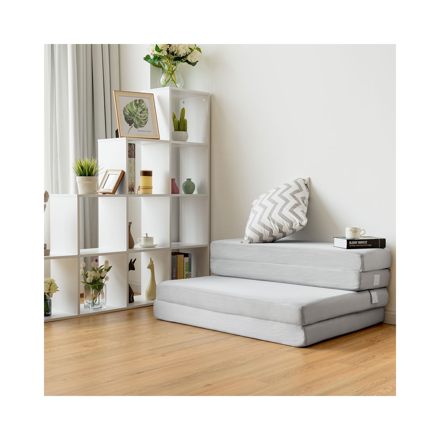 Matelas en mousse avec poignées de 4 po pour canapé-lit pliant, lit 1 place