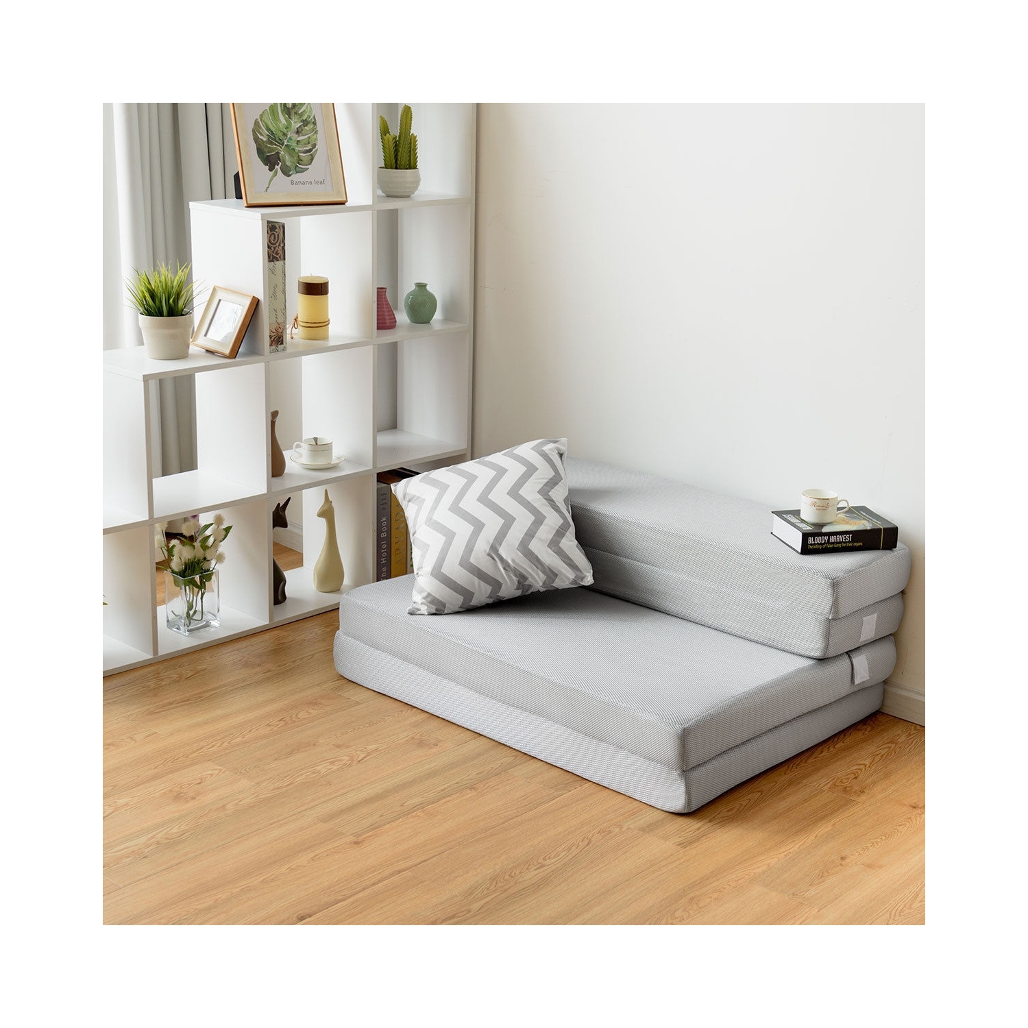 Matelas en mousse avec poignées de 4 po pour canapé-lit pliant, lit 1 place