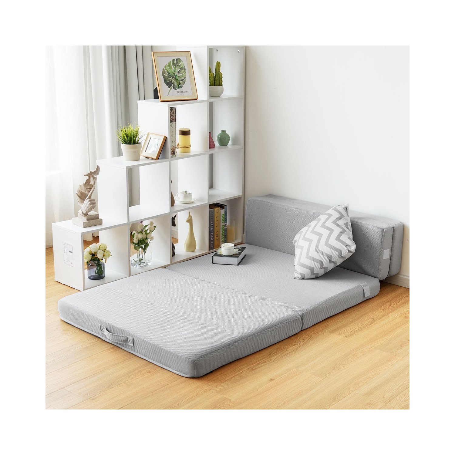 Matelas en mousse avec poignées de 4 po pour canapé-lit pliant, lit 1 place