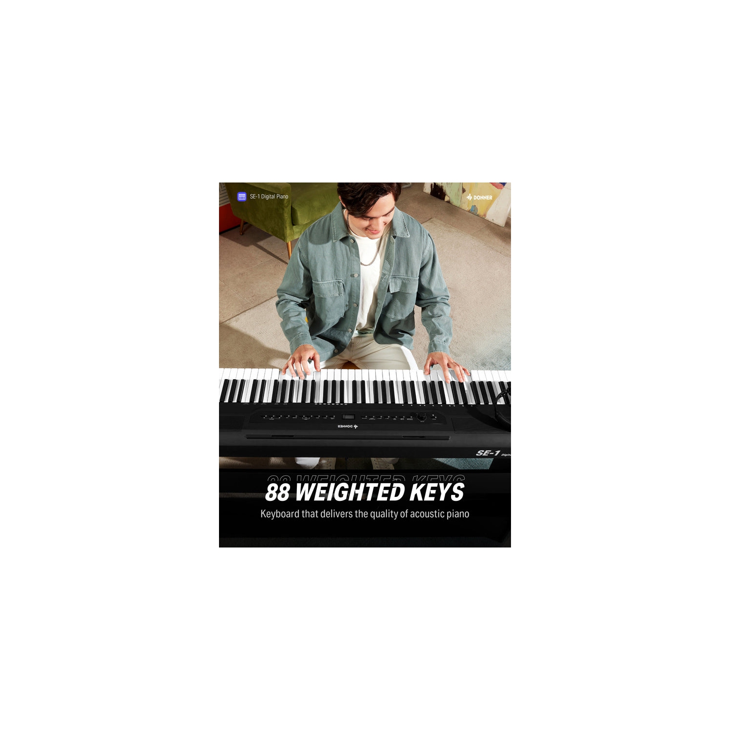 Clavier professionnel portatif « arrangeur » à 88 touches lestées à marteaux se-1 de Donnner avec support