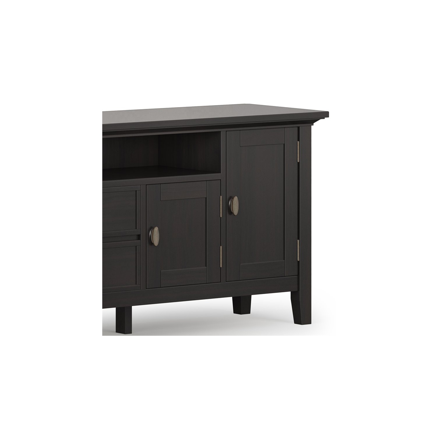 Meuble multimédia transitionnel en bois Redmond de Simpli Home pour téléviseur de 72 po au plus - Brun noyer 80