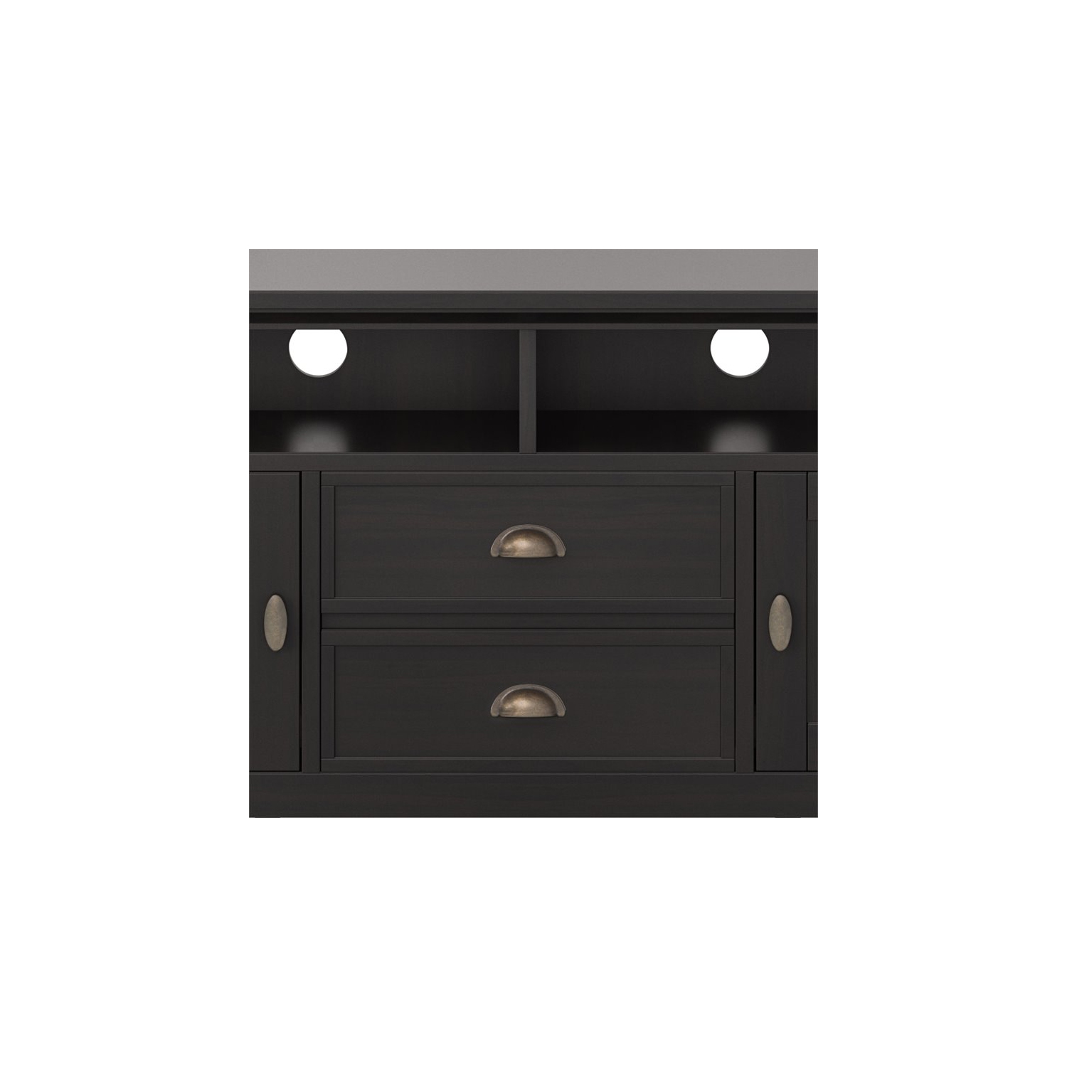 Meuble multimédia transitionnel en bois Redmond de Simpli Home pour téléviseur de 72 po au plus - Brun noyer 80