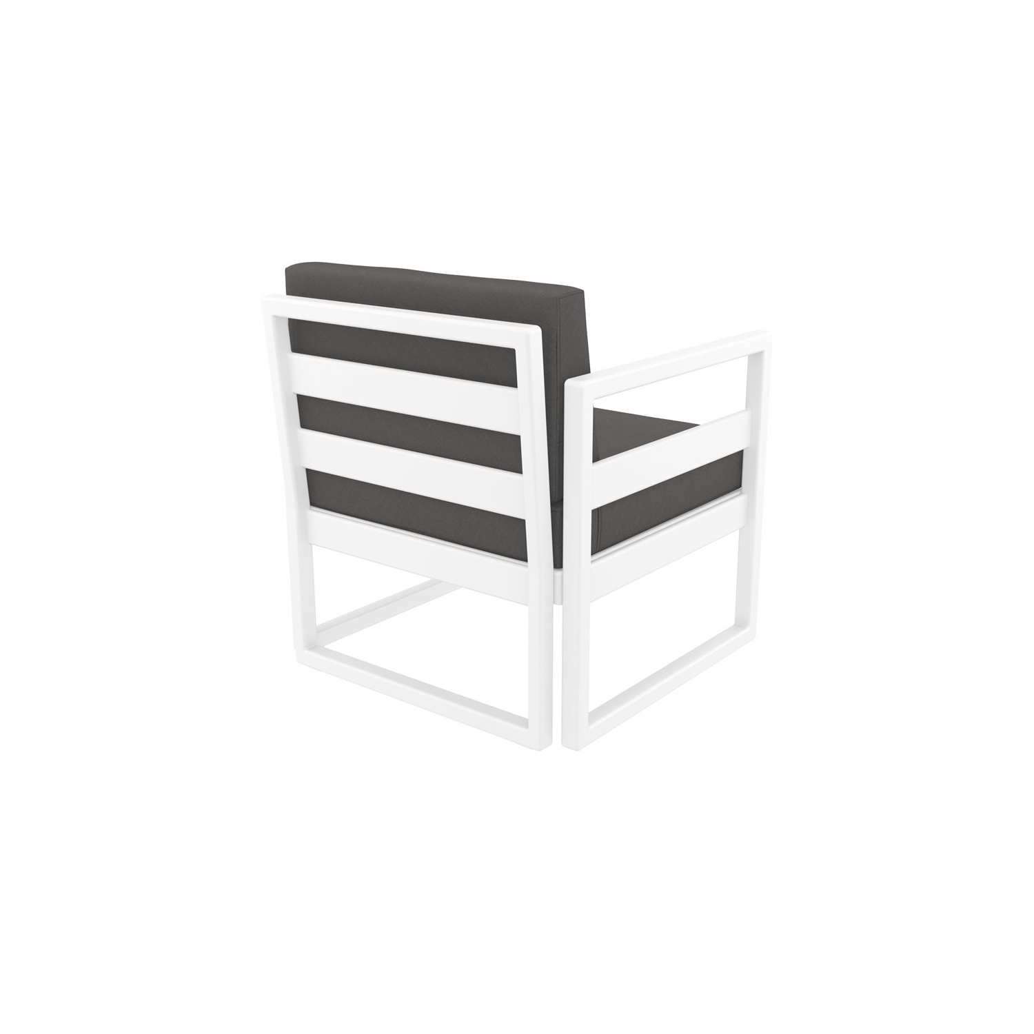 Mykonos Patio Club Chair in White Finish with Acrylic Fabric Charcoal Cushions
