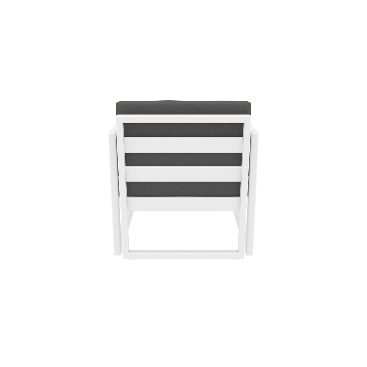 Mykonos Patio Club Chair in White Finish with Acrylic Fabric Charcoal Cushions