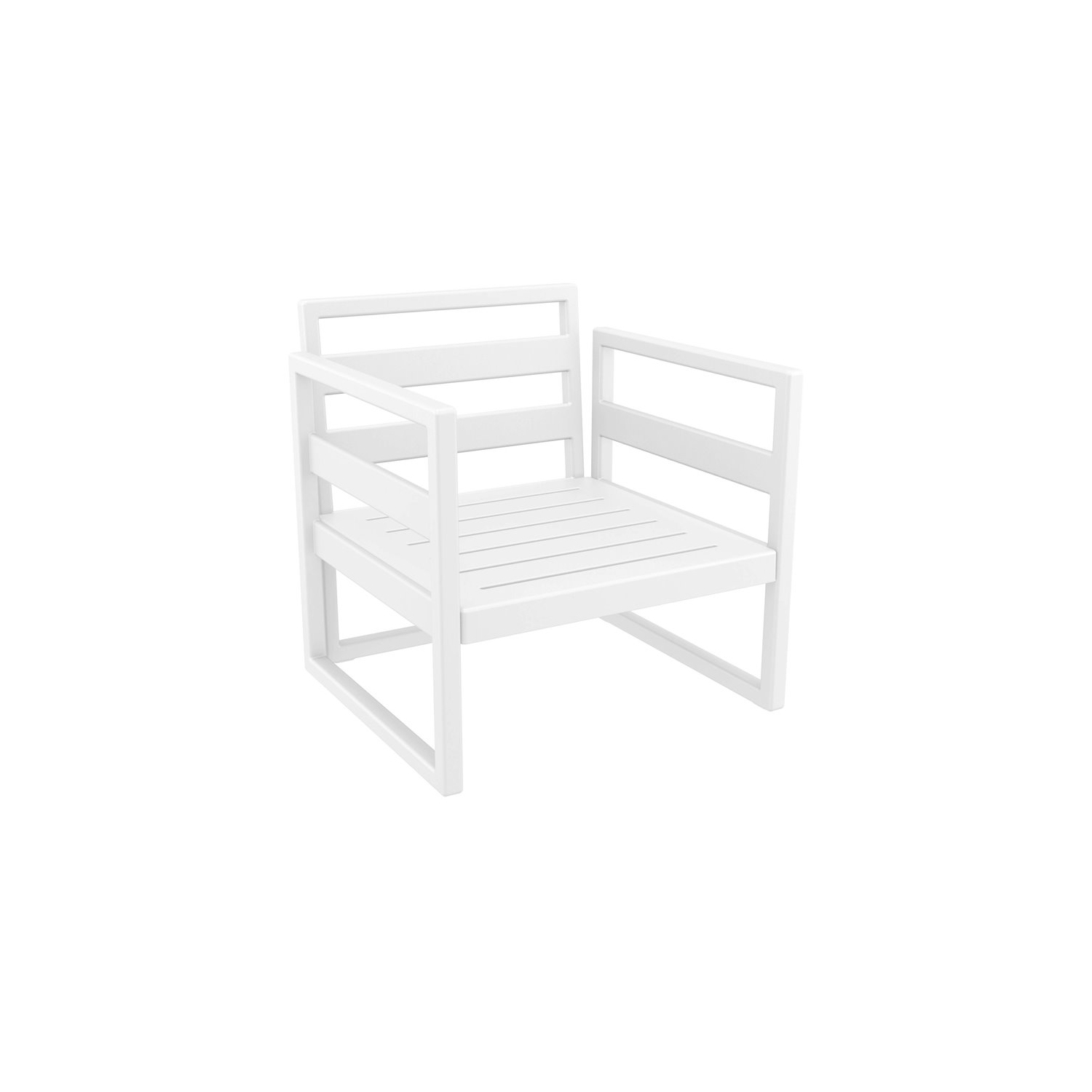 Mykonos Patio Club Chair in White Finish with Acrylic Fabric Charcoal Cushions