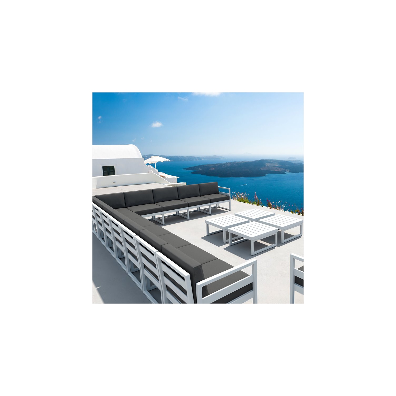 Compamia Mykonos Extension in White finish with Acrylic Fabric Charcoal Cushion