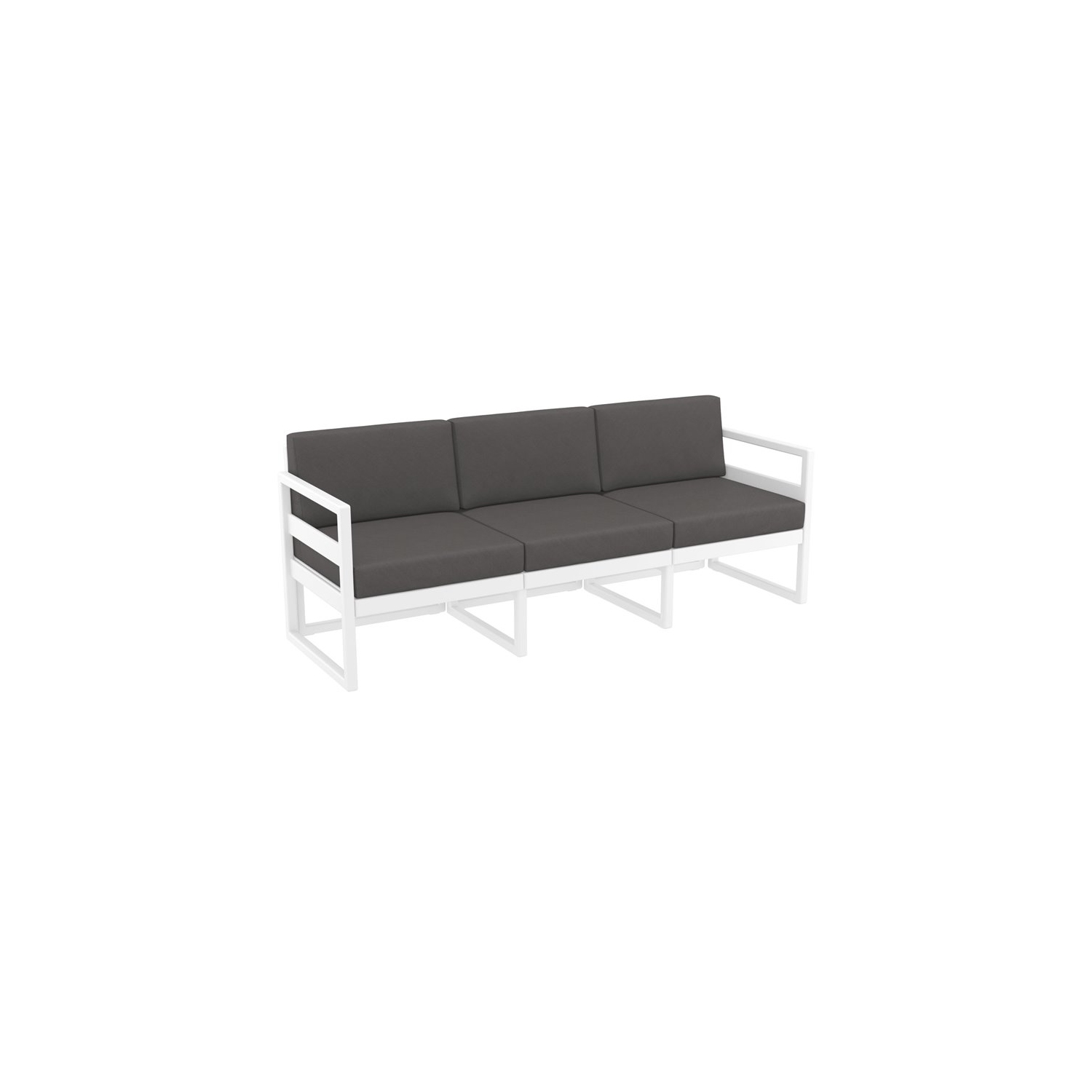 Mykonos Patio Sofa White with Acrylic Fabric Charcoal Cushions