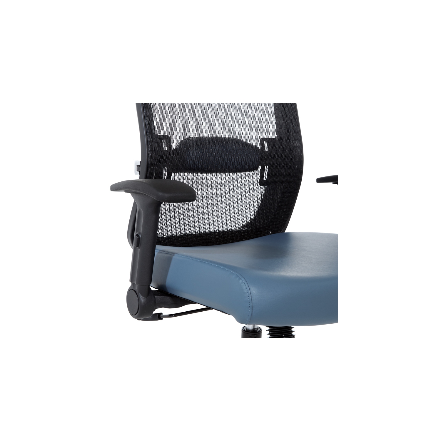 Fauteuil de direction à dossier Matrix noir avec siège en tissu bleu Dillon