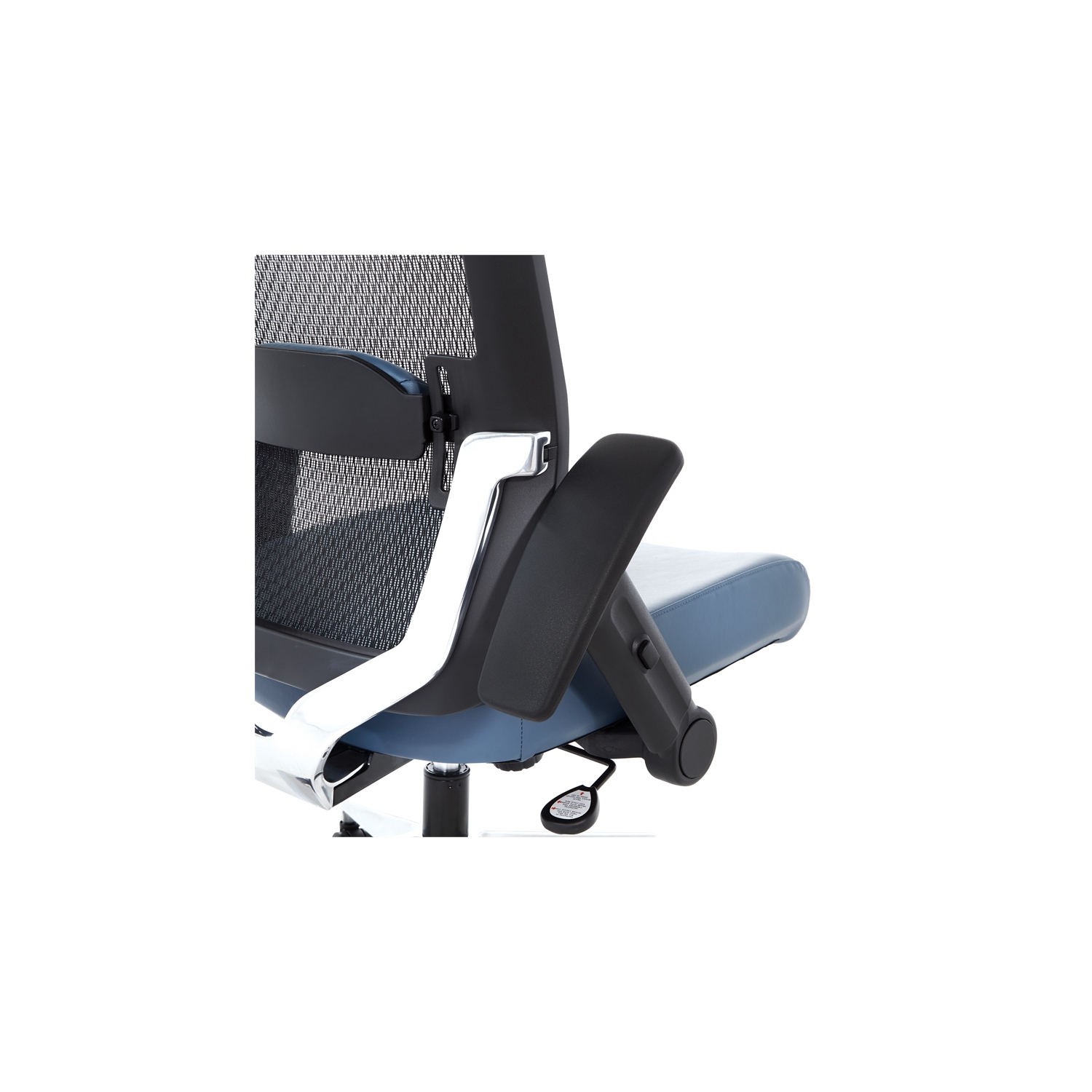 Fauteuil de direction à dossier Matrix noir avec siège en tissu bleu Dillon