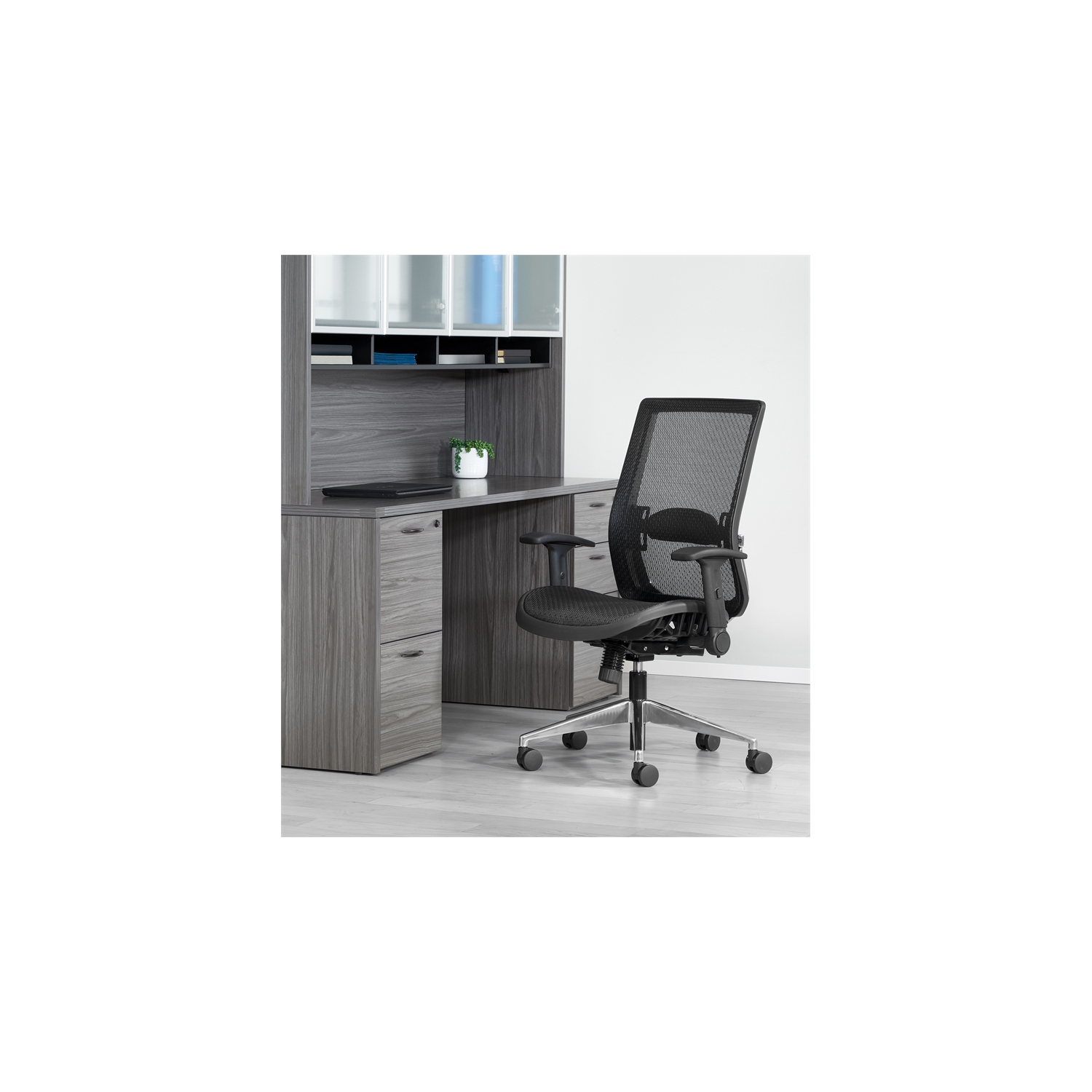Black Matrix Back Manager's Office Chair with Black Plastic Matrix Seat
