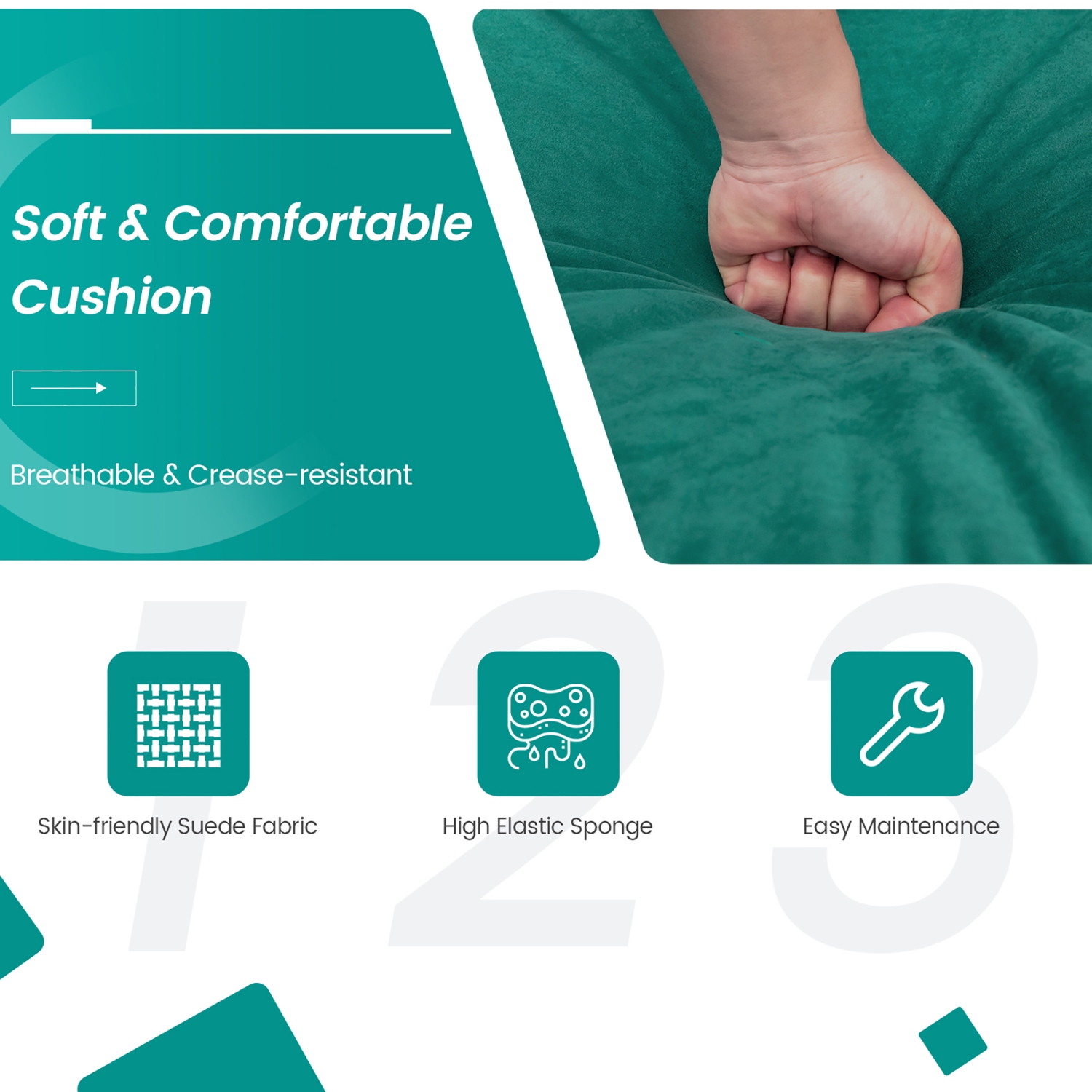 Costway Modular 3-Seat Sofa Couch USB Sofa w/ Socket USB Ports & Side Storage Pocket Teal