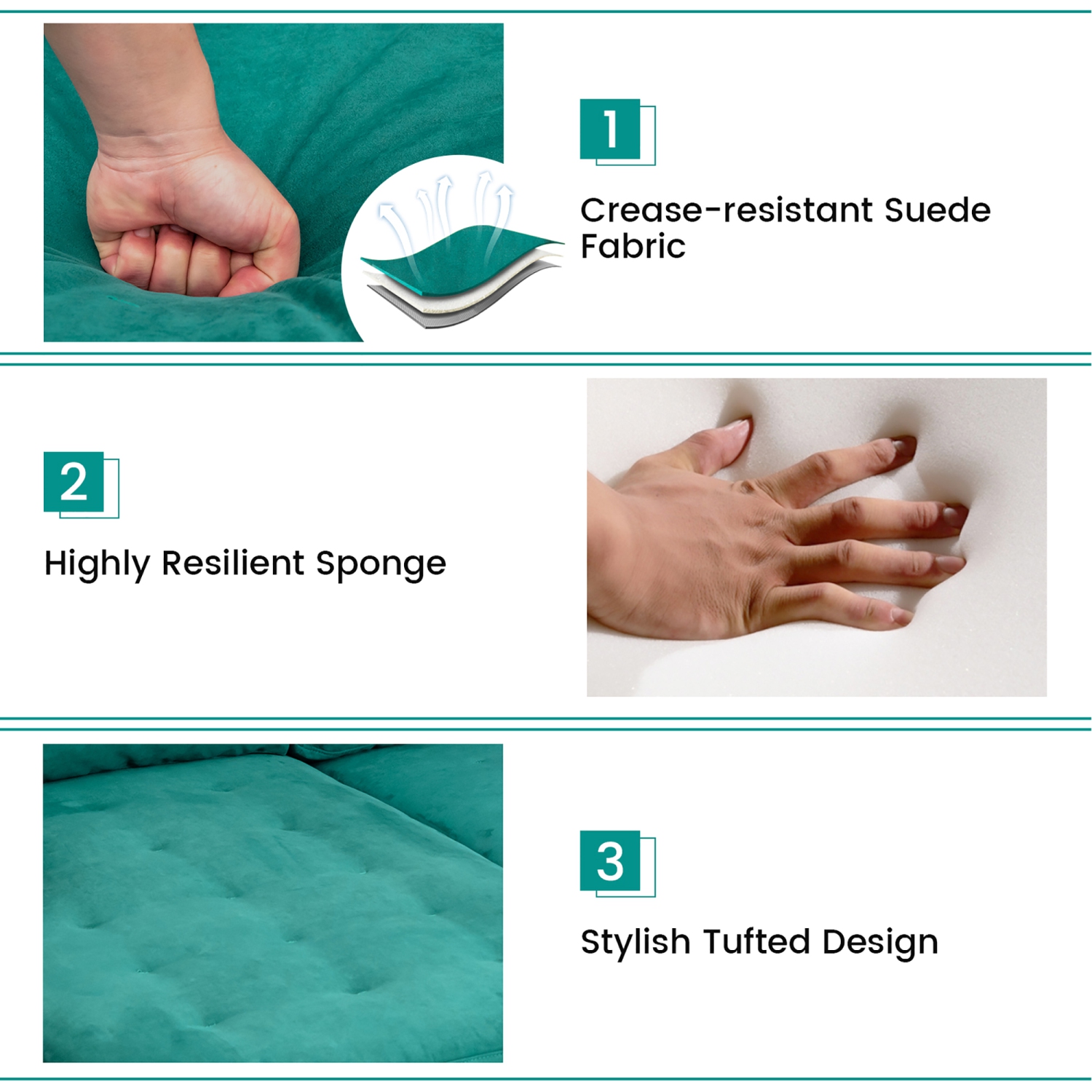 Costway Modular L-shaped Sectional Sofa USB Sofa w/ Reversible Chaise & 4 USB Ports Teal