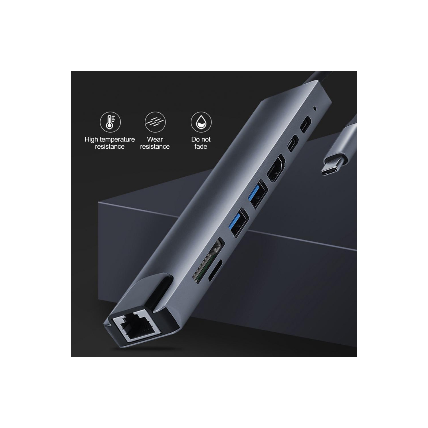 TEDLIN Hub USB C 8 en 1 en aluminium avec HDMI 4K 60 Hz, Ethernet RJ45, charge PD 100 W, lecteur de carte SD TF