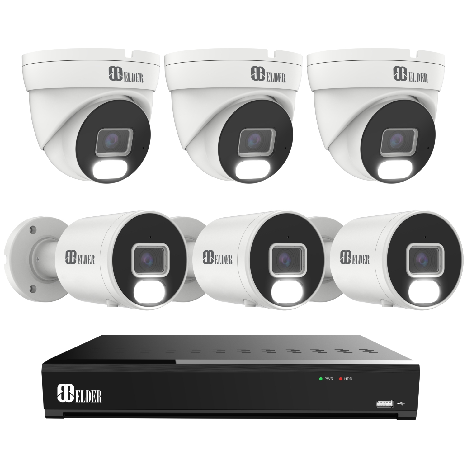 【2024 New】Elder 4K Security Camera System 8MP, 8Ch NVR PoE 6-Camera Outdoor 2TB Color Night Vision, Person & Vehicle Detection Smart Home Surveillance Wired DIY, Hunter Series