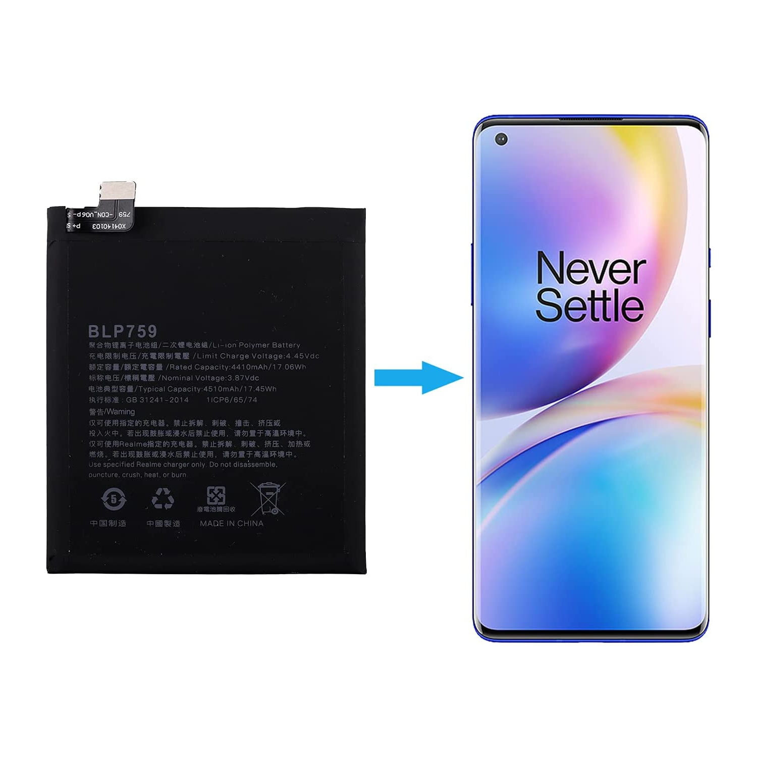 Replacement Battery & Repair Tools Compatible for OnePlus 8 Pro, BLP759