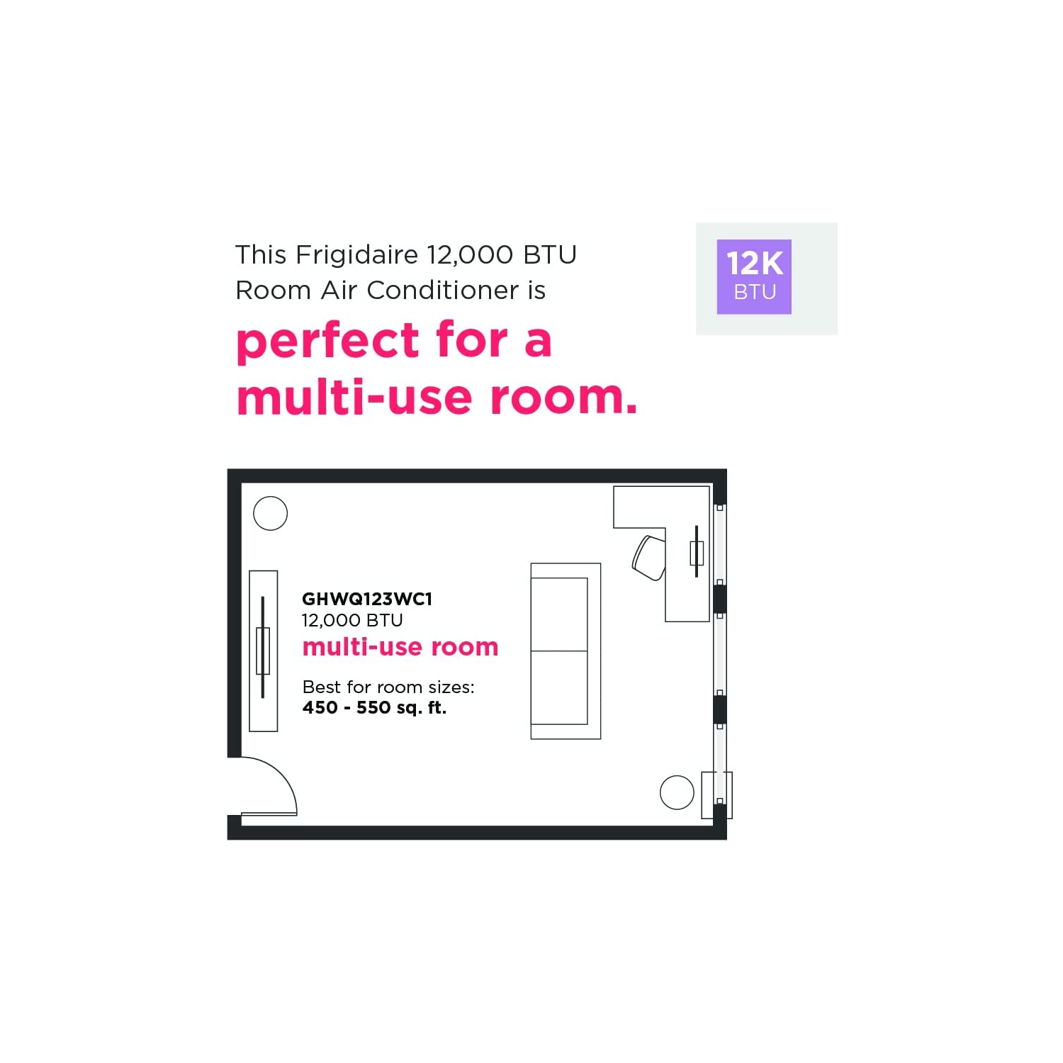 Frigidaire 12,000 BTU Window Air Conditioner, Inverter Quiet Temp Room with Wi-Fi Connected, Energy Star Certified, Easy-to-Clean Washable Filter,