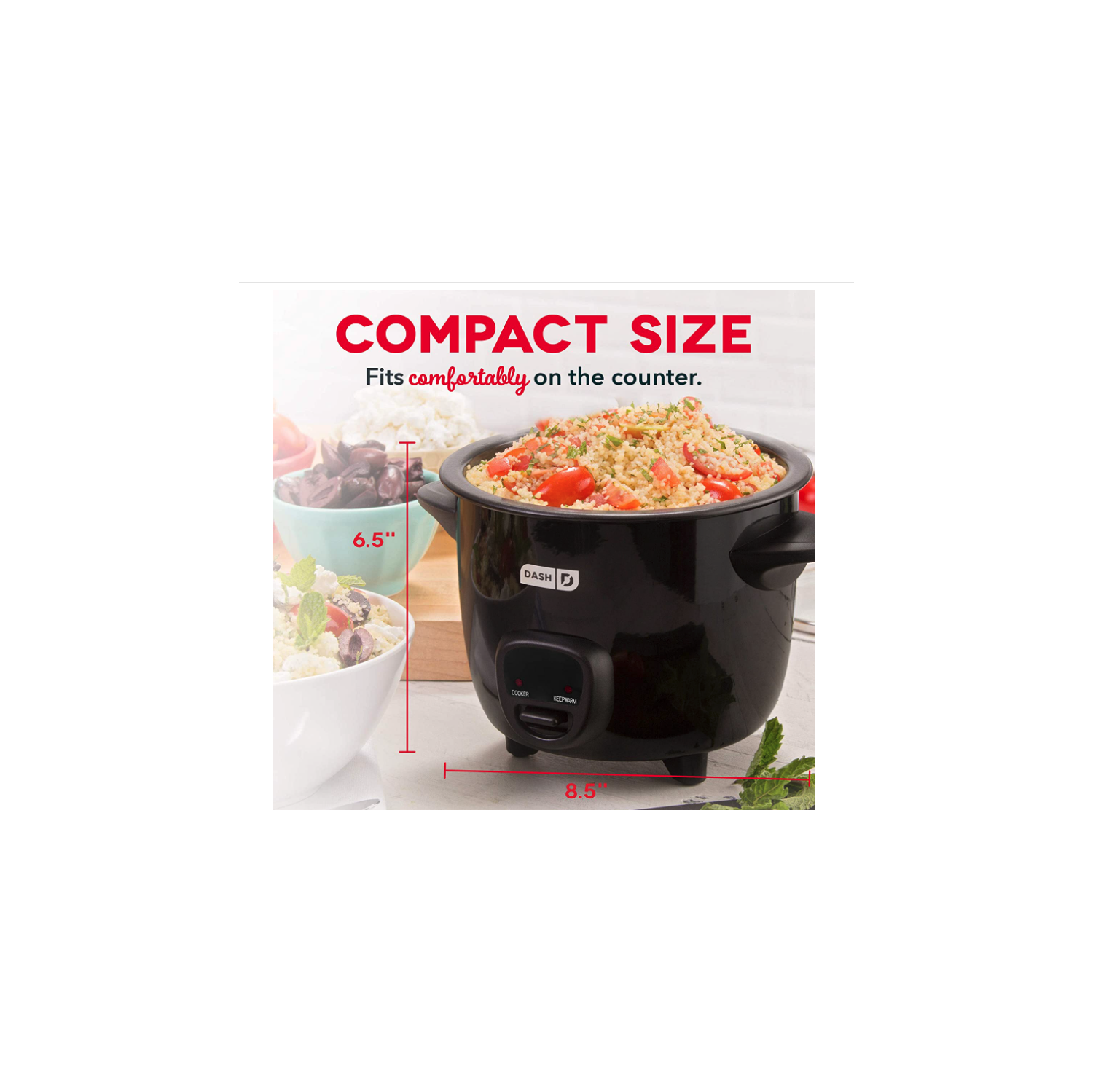 DASH Mini Rice Cooker Steamer with Nonstick Pot - DRCM200BK