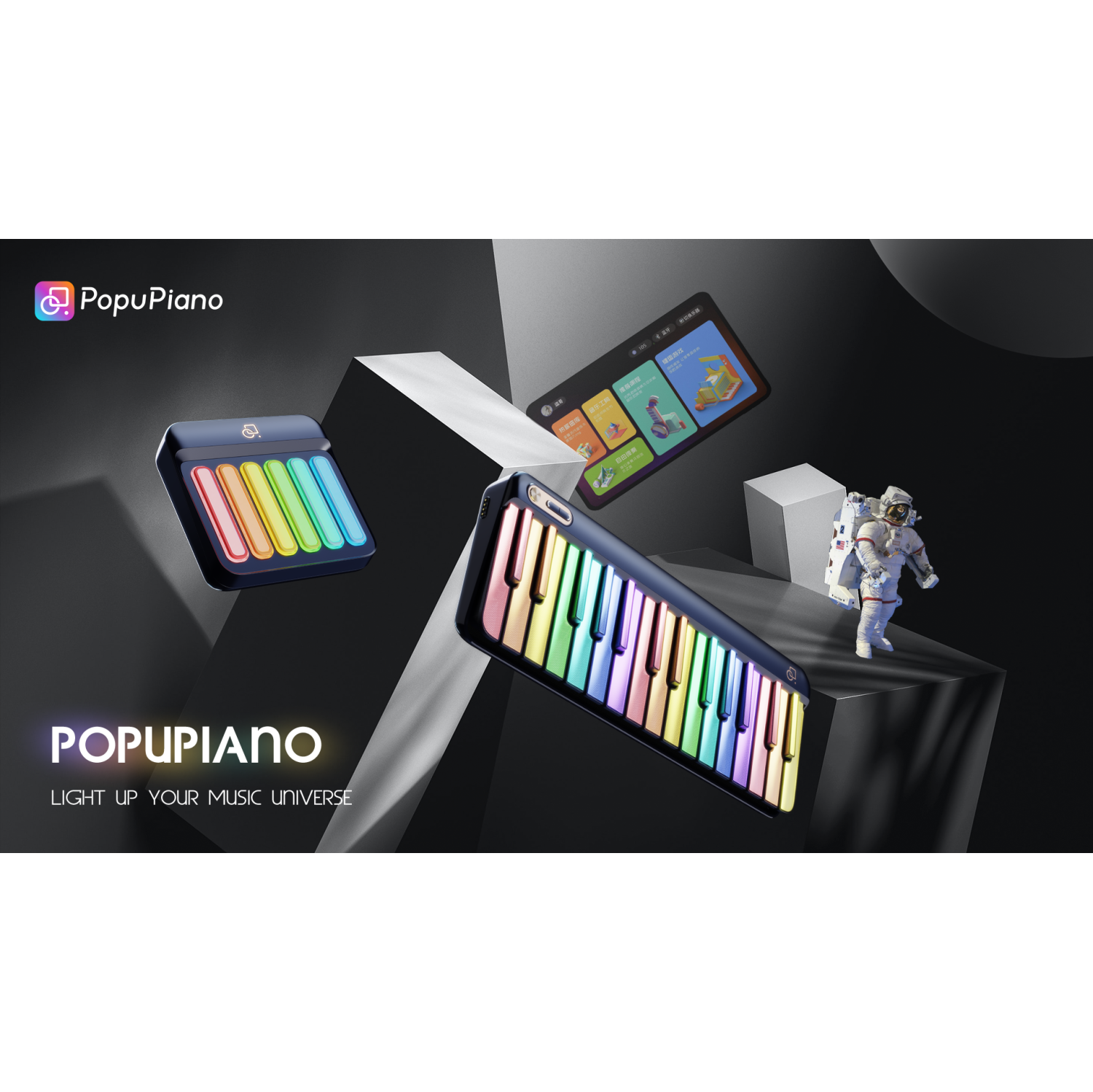 Piano portatif intelligent et sac populaire de populations - Blanc brillant