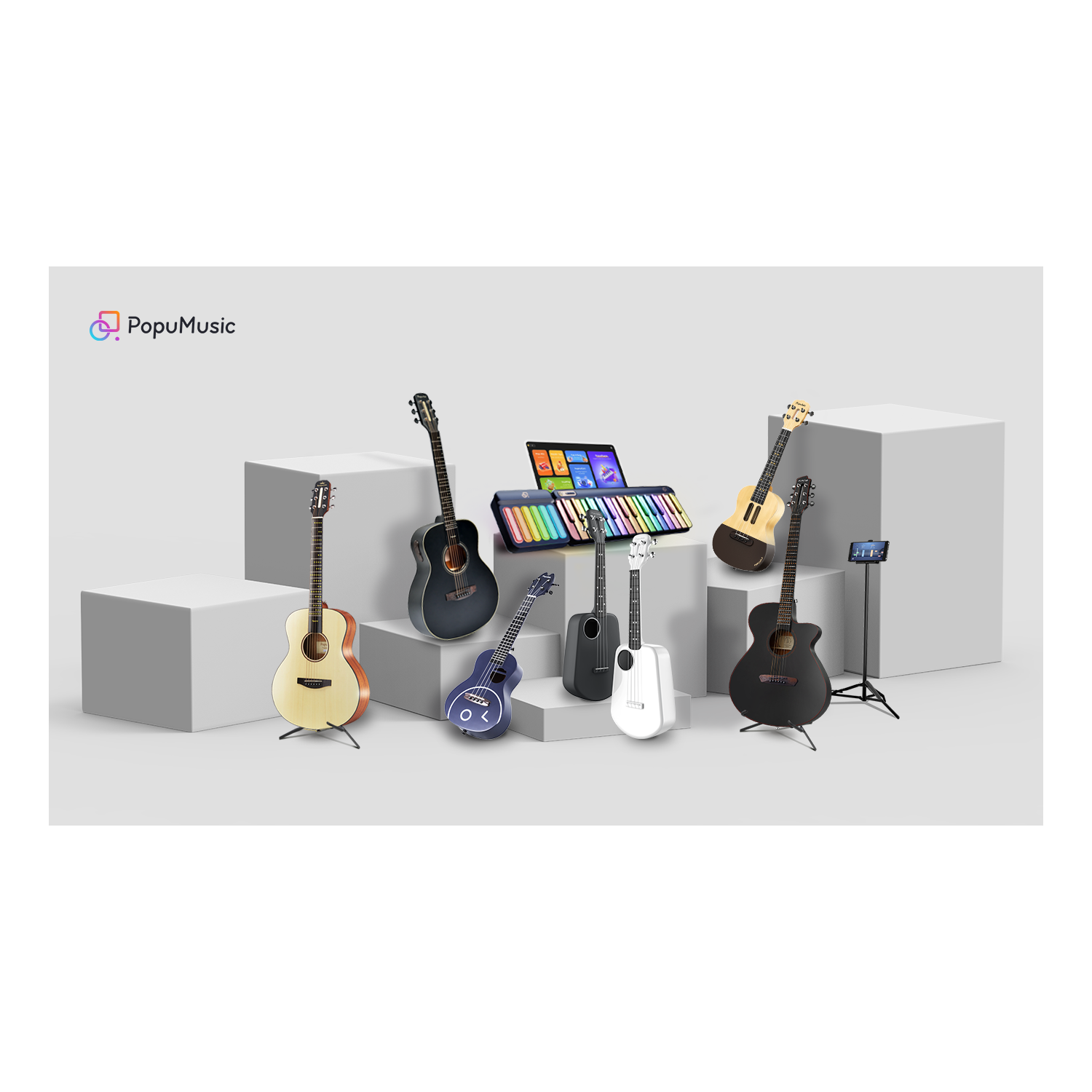 Piano portatif intelligent et sac populaire de populations - Blanc brillant