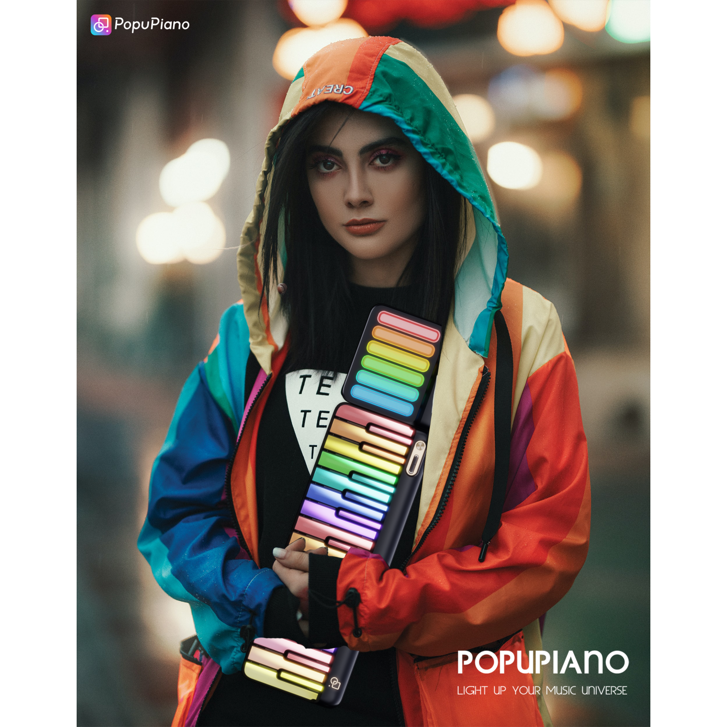 Piano portatif intelligent et sac populaire de populations - Blanc brillant