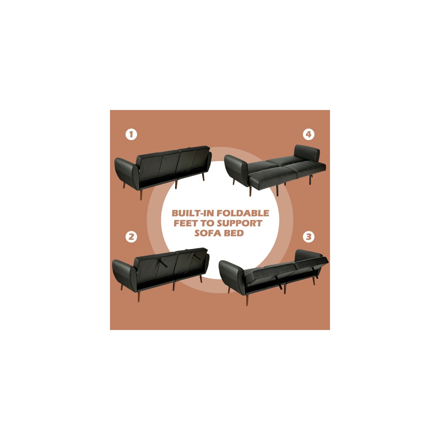 Canapé-lit inclinable à 3 places – Canapé convertible avec dossier réglable et conception facile à plier