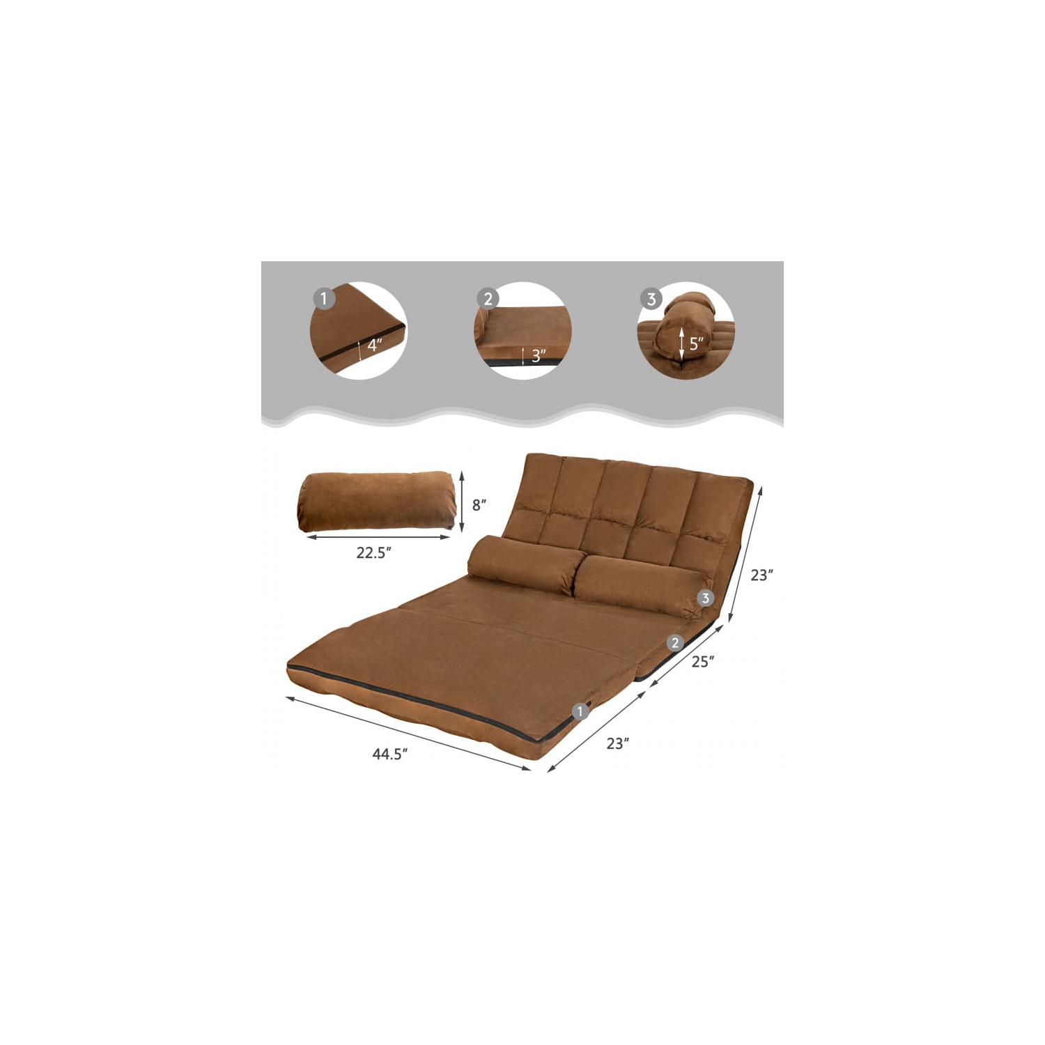 Canapé-lit pliable au plancher à 6 positions