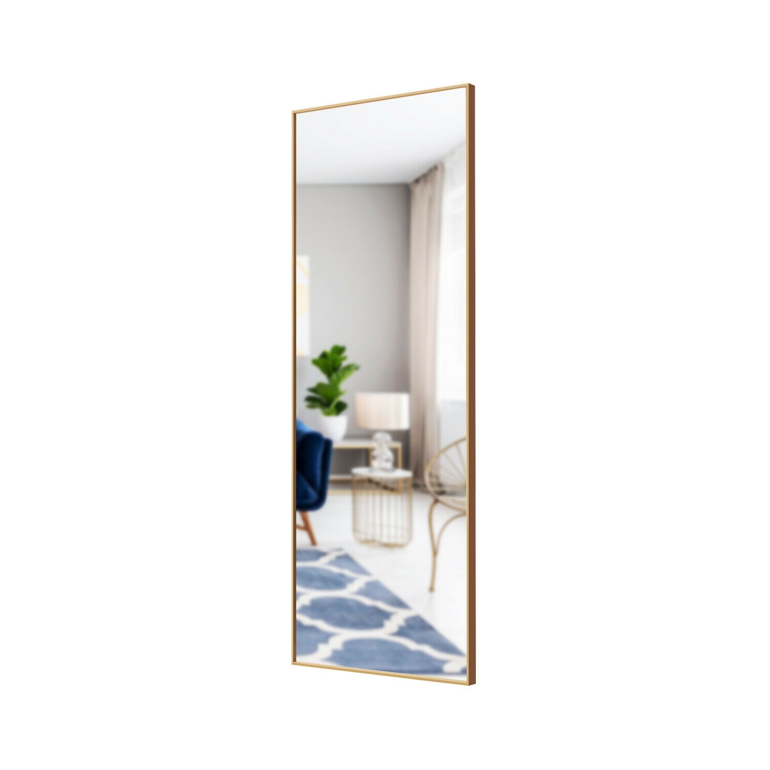 59''Full Length Mirror Large Rectangle Bedroom Mirror-Golden
