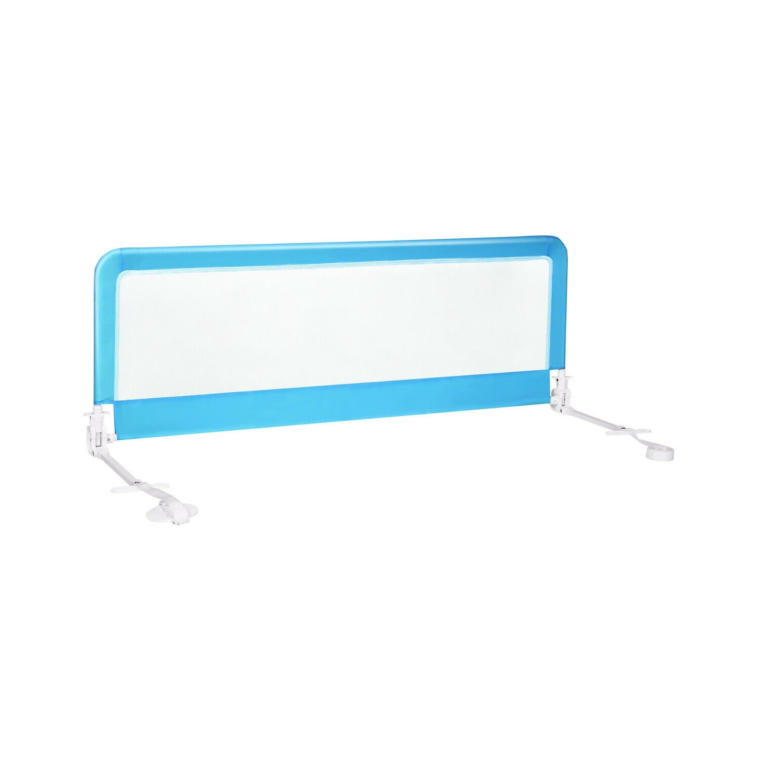 59 Inch Extra Long Folding Breathable Baby Children Toddlers Bed Rail Guard with Safety Strap-Blue