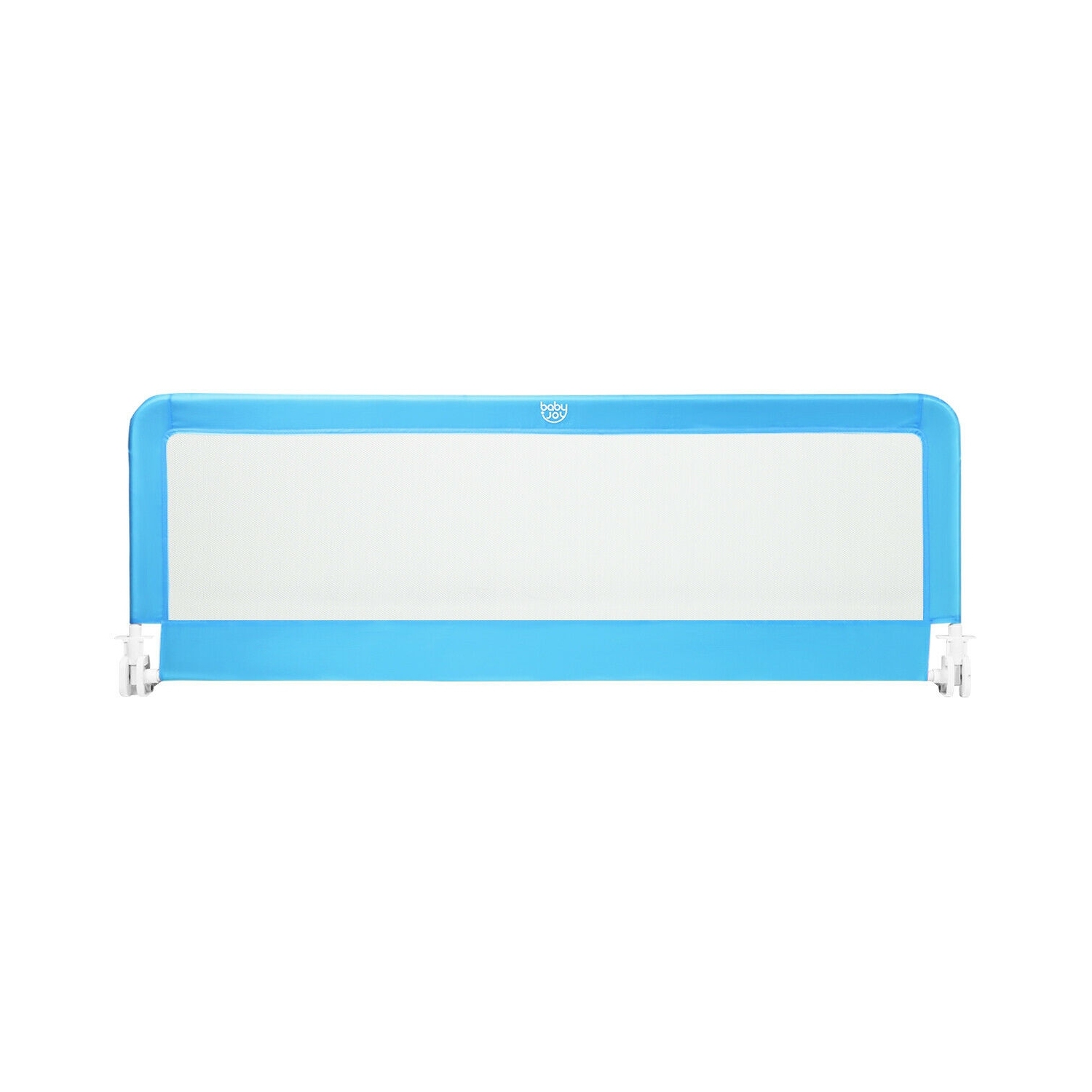 59 Inch Extra Long Folding Breathable Baby Children Toddlers Bed Rail Guard with Safety Strap-Blue