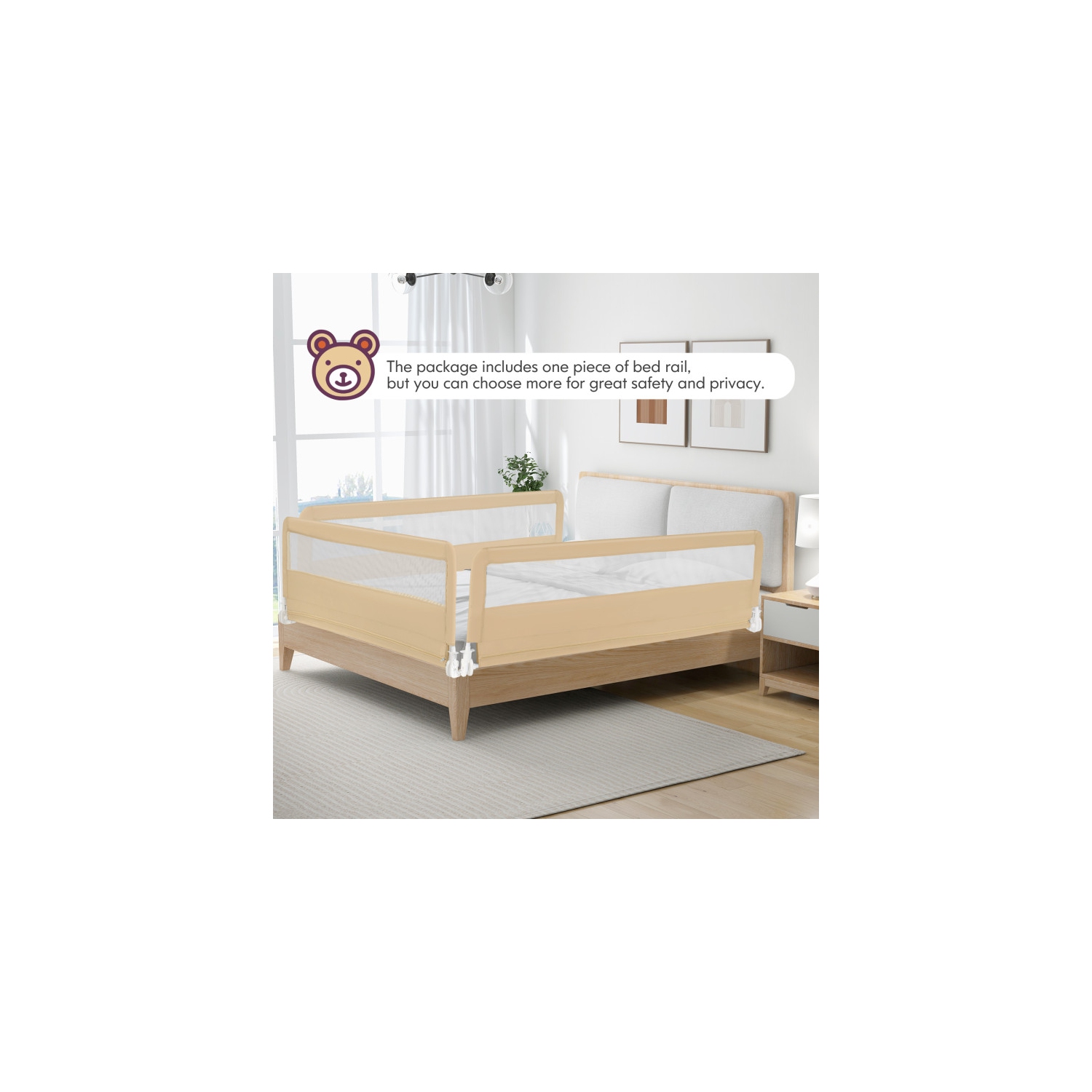 Très longue barrière de sécurité pour lit basculant avec sangles de sécurité pour la protection de tout-petit